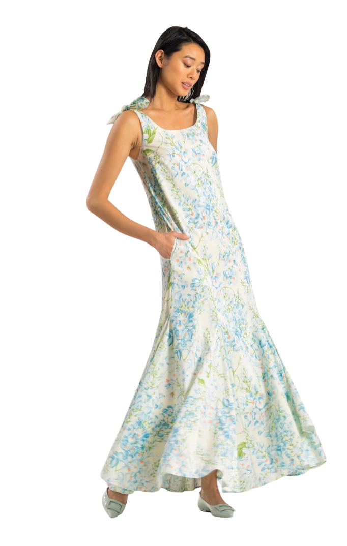 Ashley Blue Wisteria Floral Maxi Dress by Casey Marks