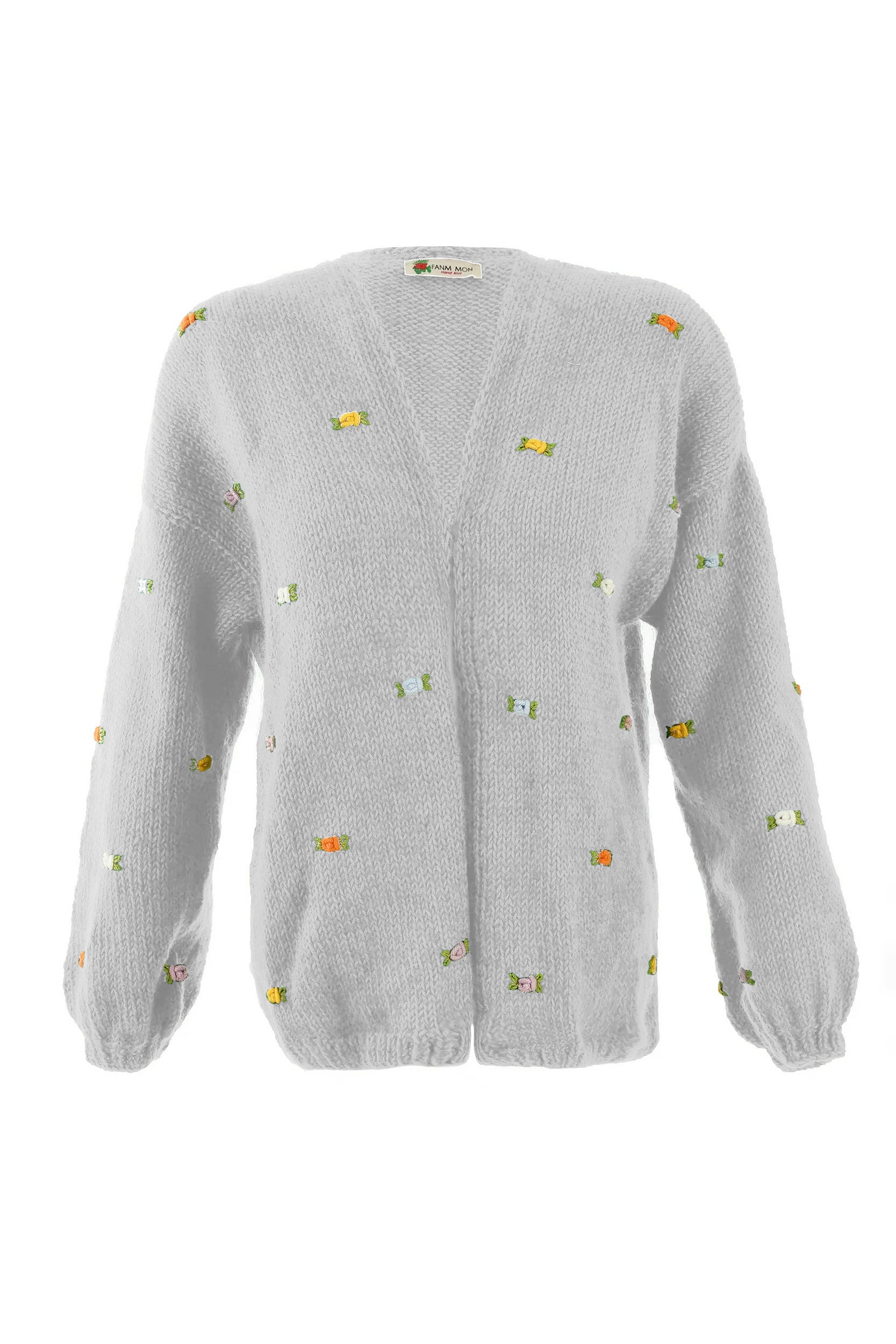 Wild Flowers Rose Bloom Wool Cardigan by Fanm Mon
