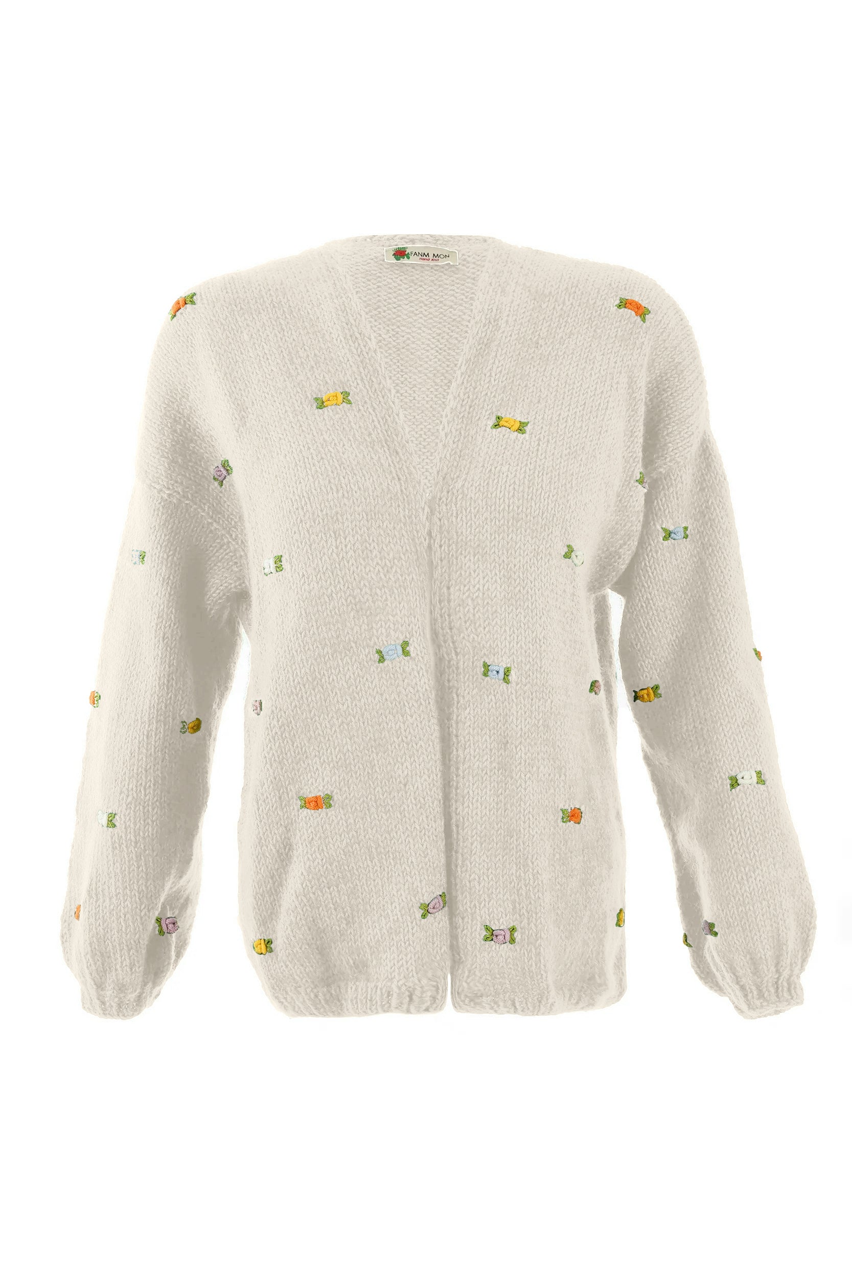Wild Flowers Rose Bloom Wool Cardigan by Fanm Mon