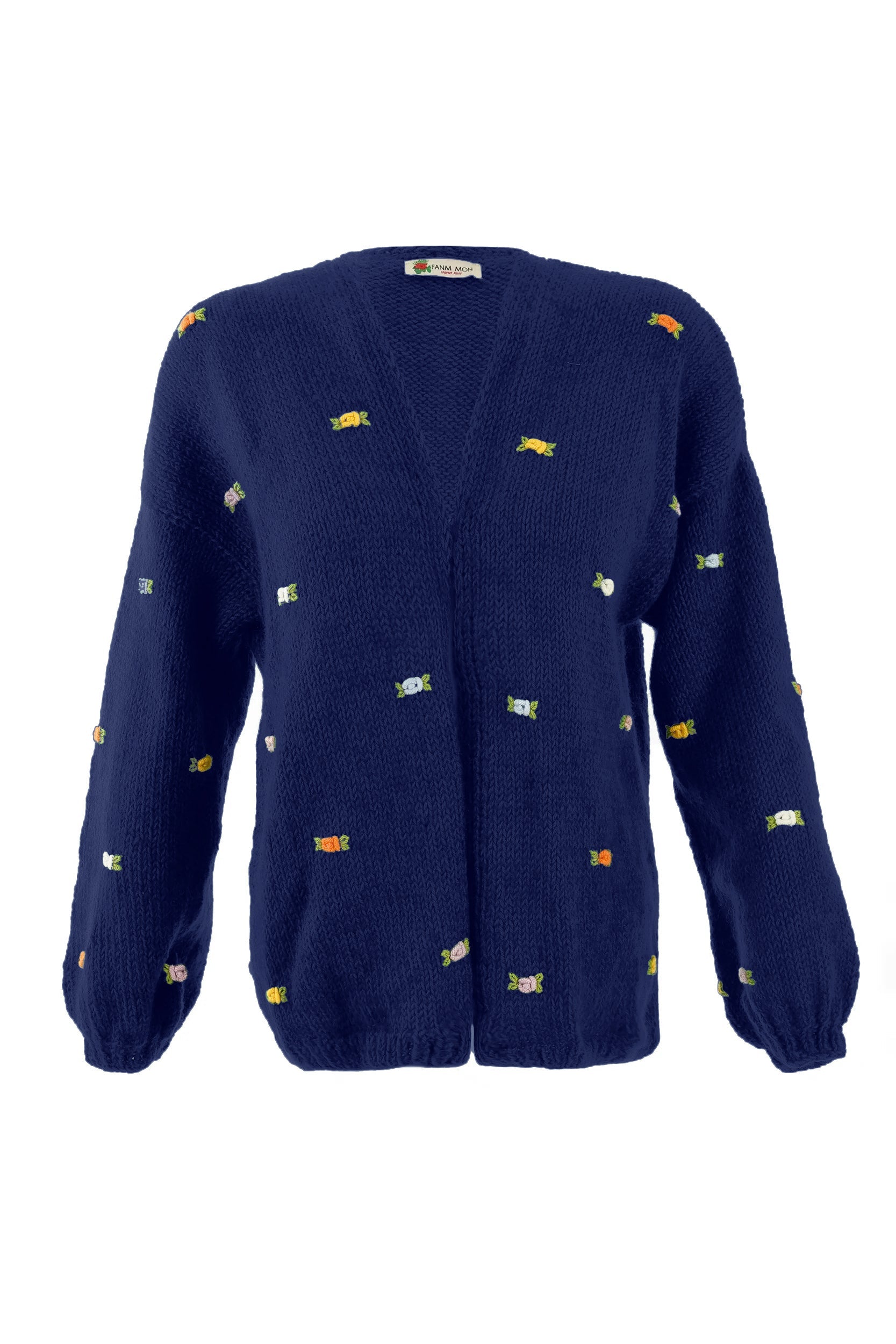 Wild Flowers Rose Bloom Wool Cardigan by Fanm Mon