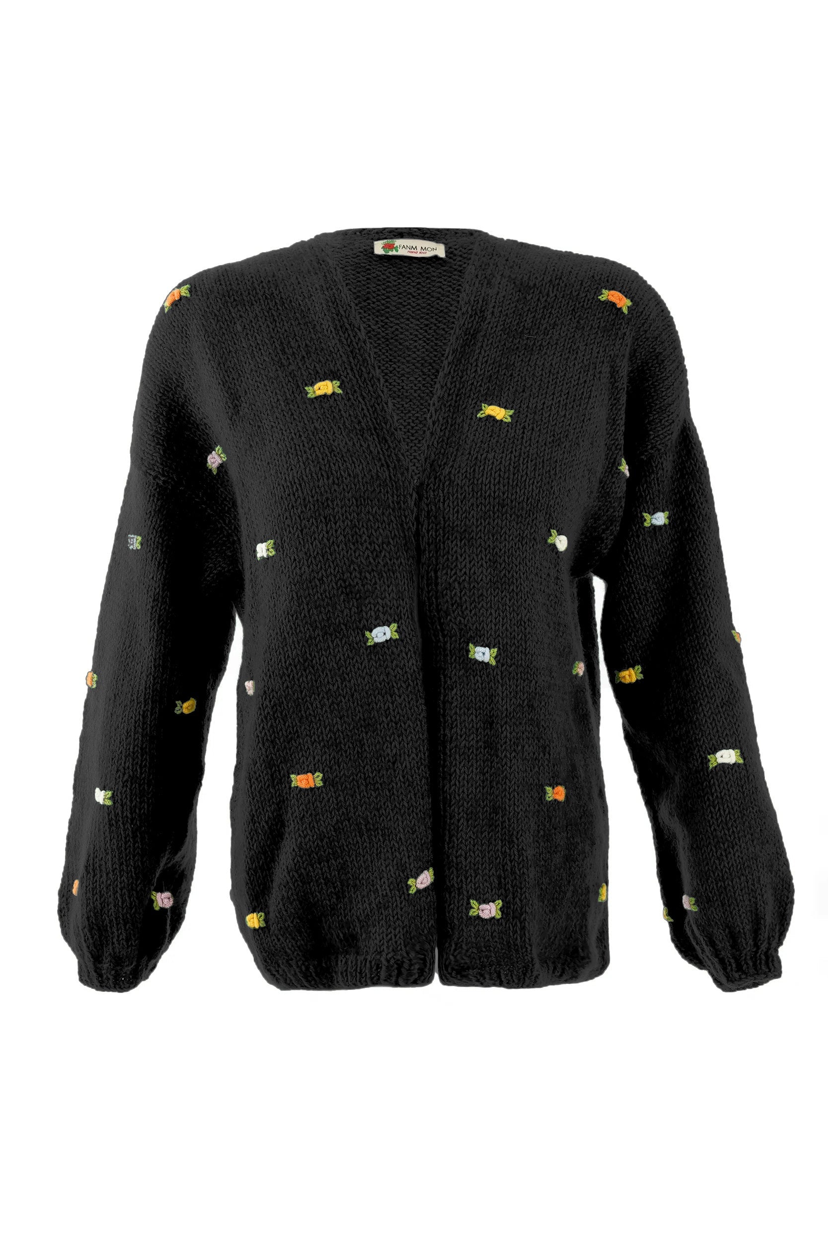 Wild Flowers Rose Bloom Wool Cardigan by Fanm Mon