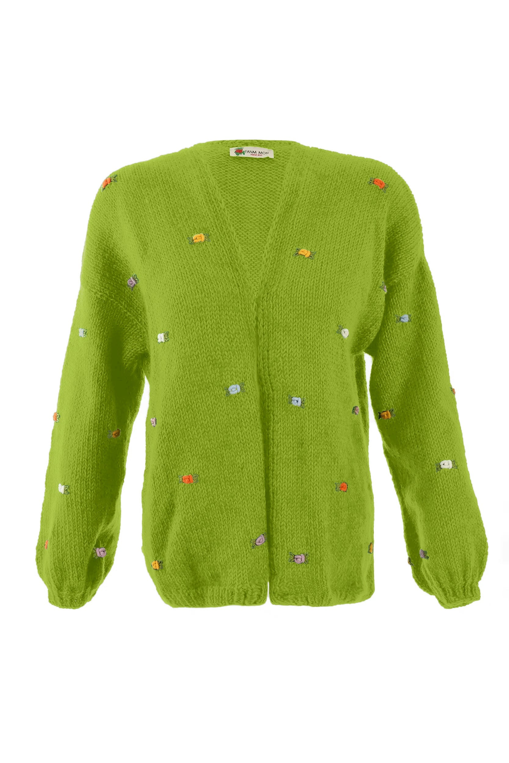 Wild Flowers Rose Bloom Wool Cardigan by Fanm Mon