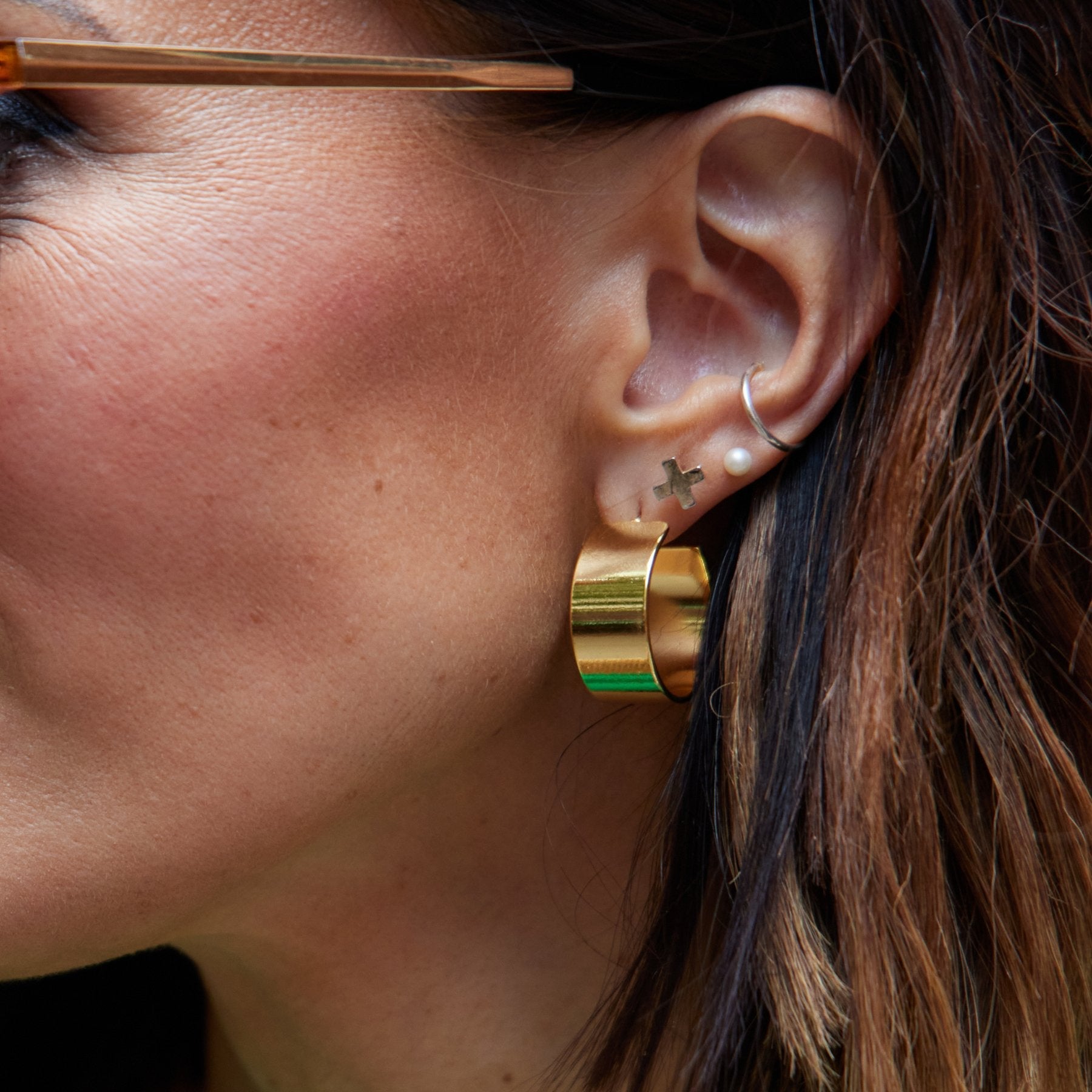 Gold Swiss Cross Studs by Nickel & Suede