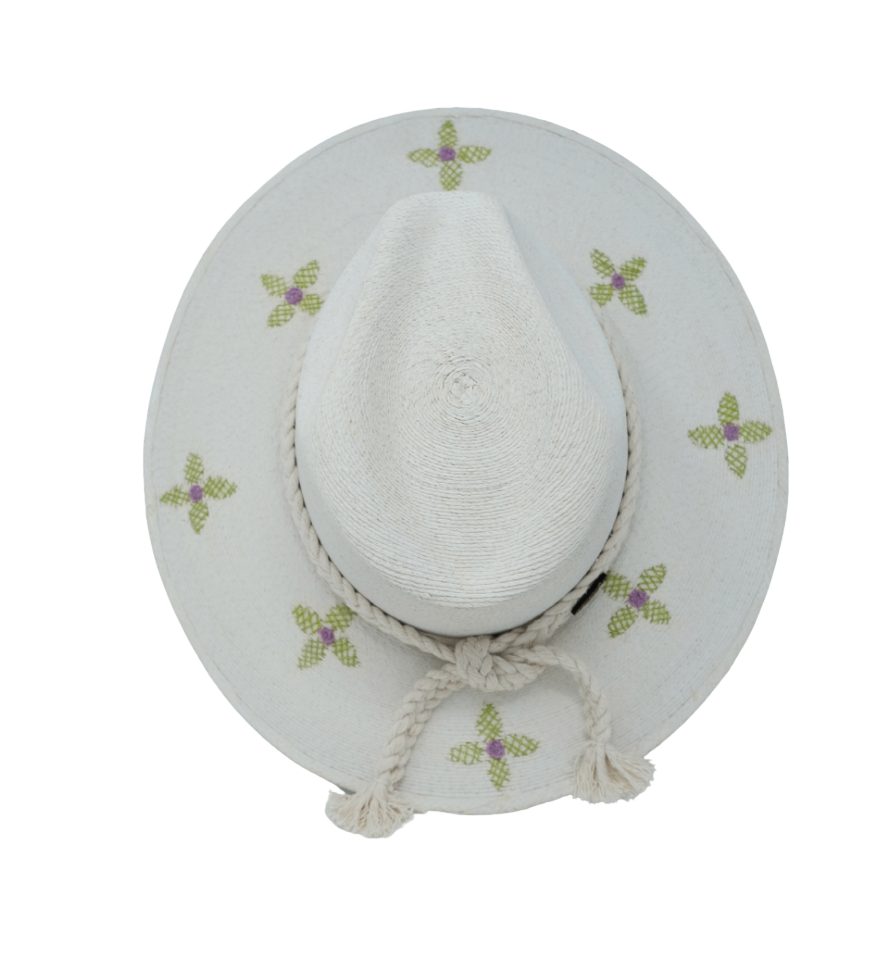 Verde Flores Palm Hat | Exclusive Green Floral Beach Hat by Corazon Playero