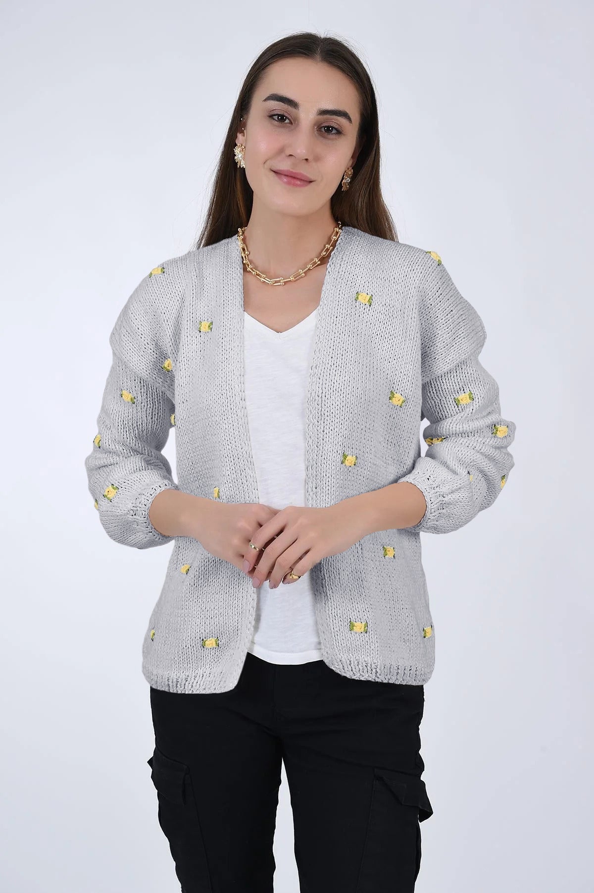 WINTER BLOOM ROSE COTTON CARDIGAN BY FANM MON