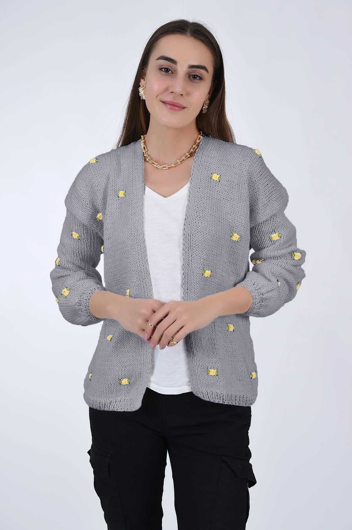 WINTER BLOOM ROSE COTTON CARDIGAN BY FANM MON
