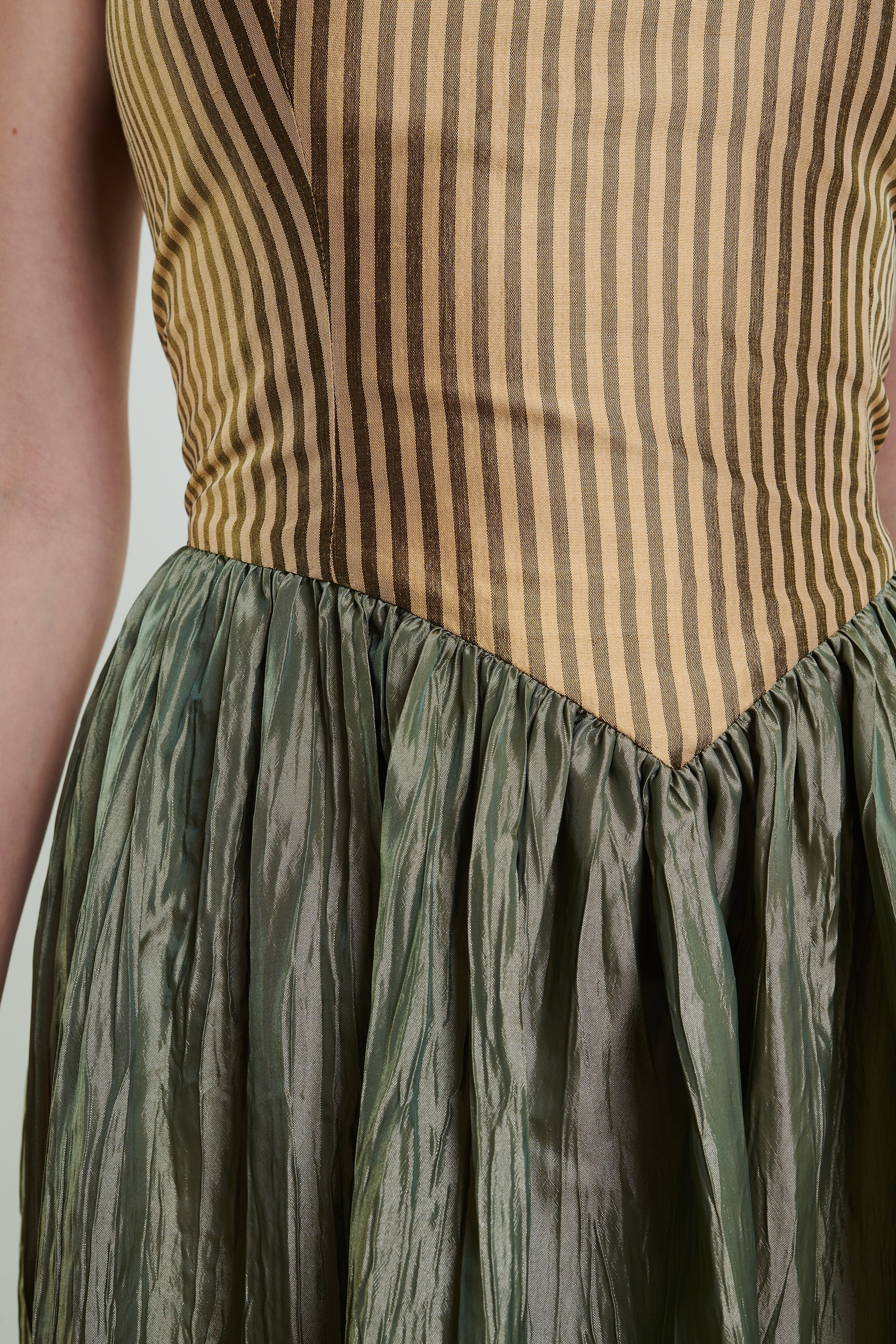 Roxanne Long Dress in Cream & Moss by Madeline Marie