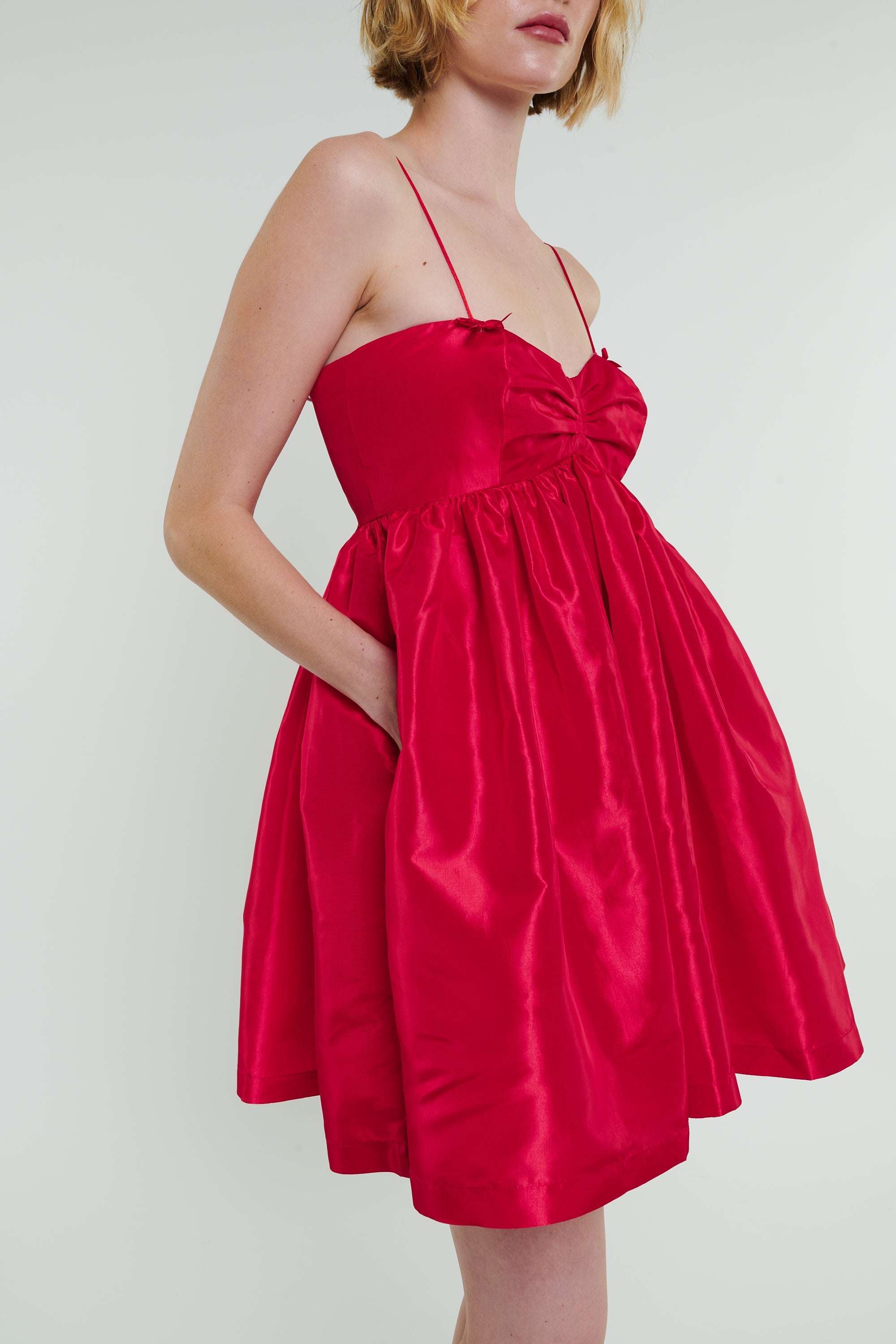 Stewart Mini Bow Dress in Cherry Red by Madeline Marie