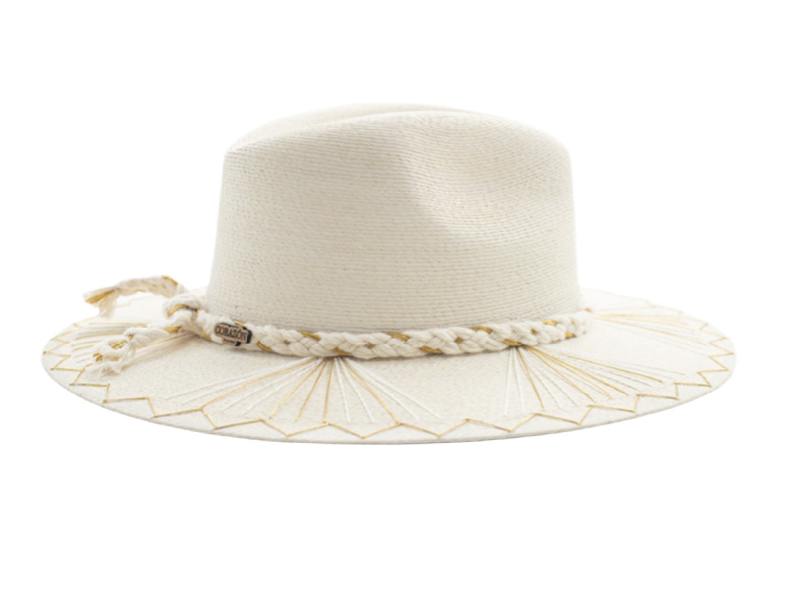 Sophie Metallic Palm Straw Hat | Neutral Beach Hat by Corazon Playero