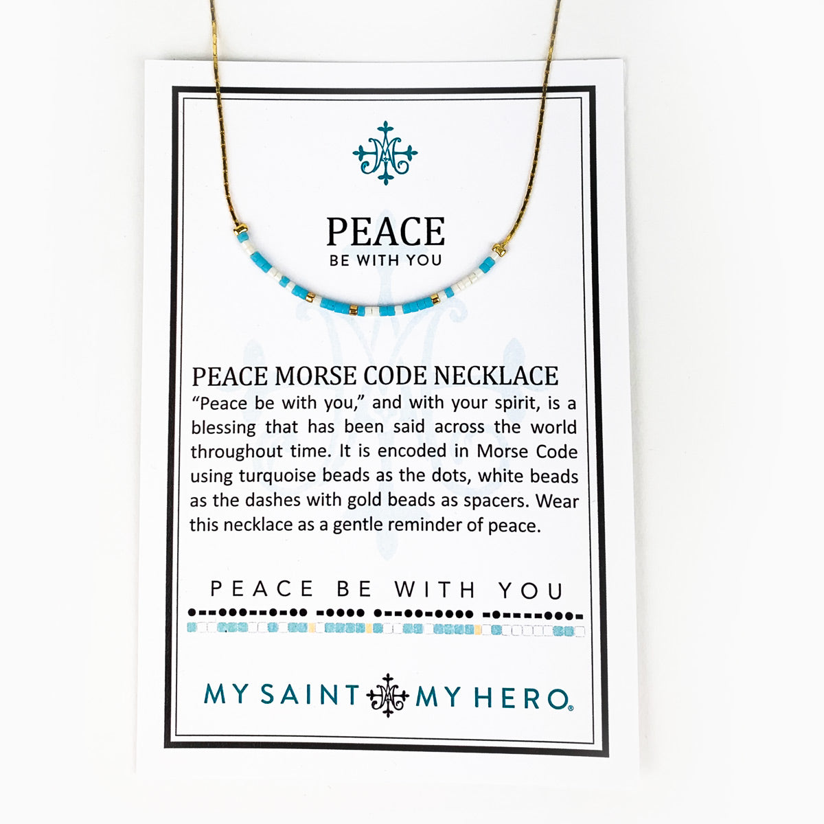 Peace Be With You Morse Code Necklace by My Saint My Hero