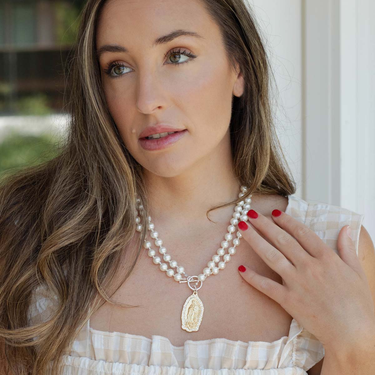 Our Lady of Guadalupe Pearl Necklace by My Saint My Hero