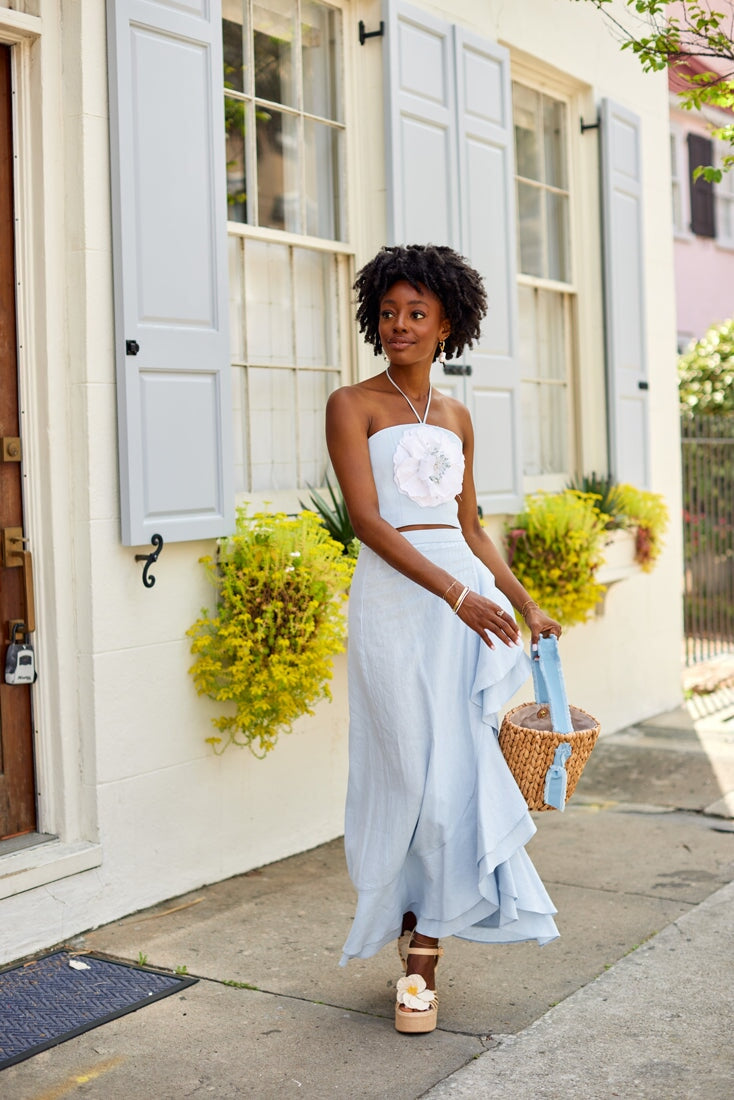 Gol Bustier Top - Blue & White by Rosewater House