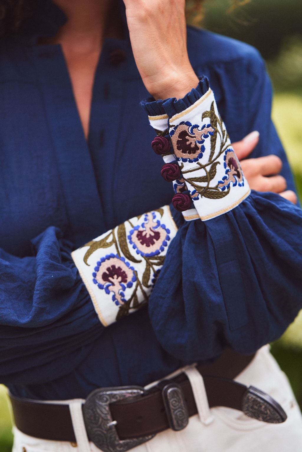 Carnation Blouse - Navy by Rosewater House