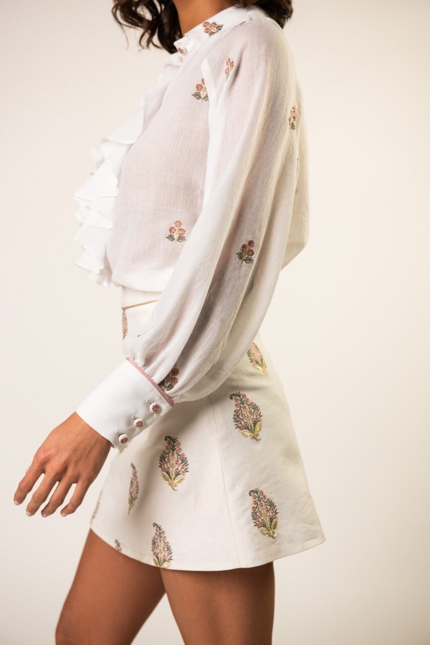 Naz Blouse - White & Pink by Rosewater House