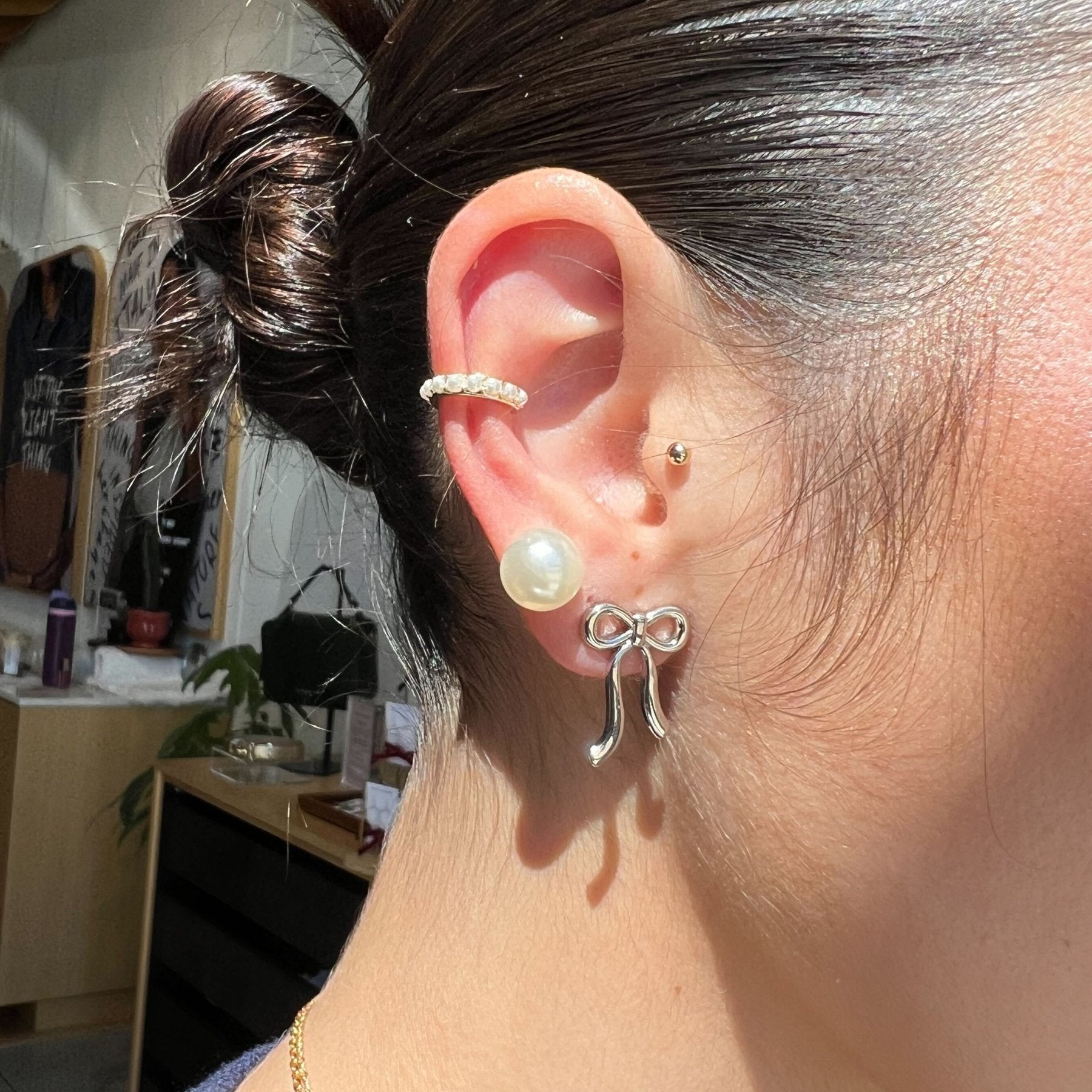 Silver Vintage Bow Studs by Nickel & Suede