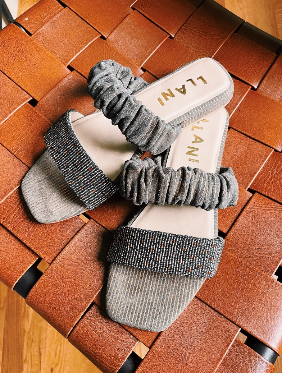 Suede Scrunchie Sandal by Llani