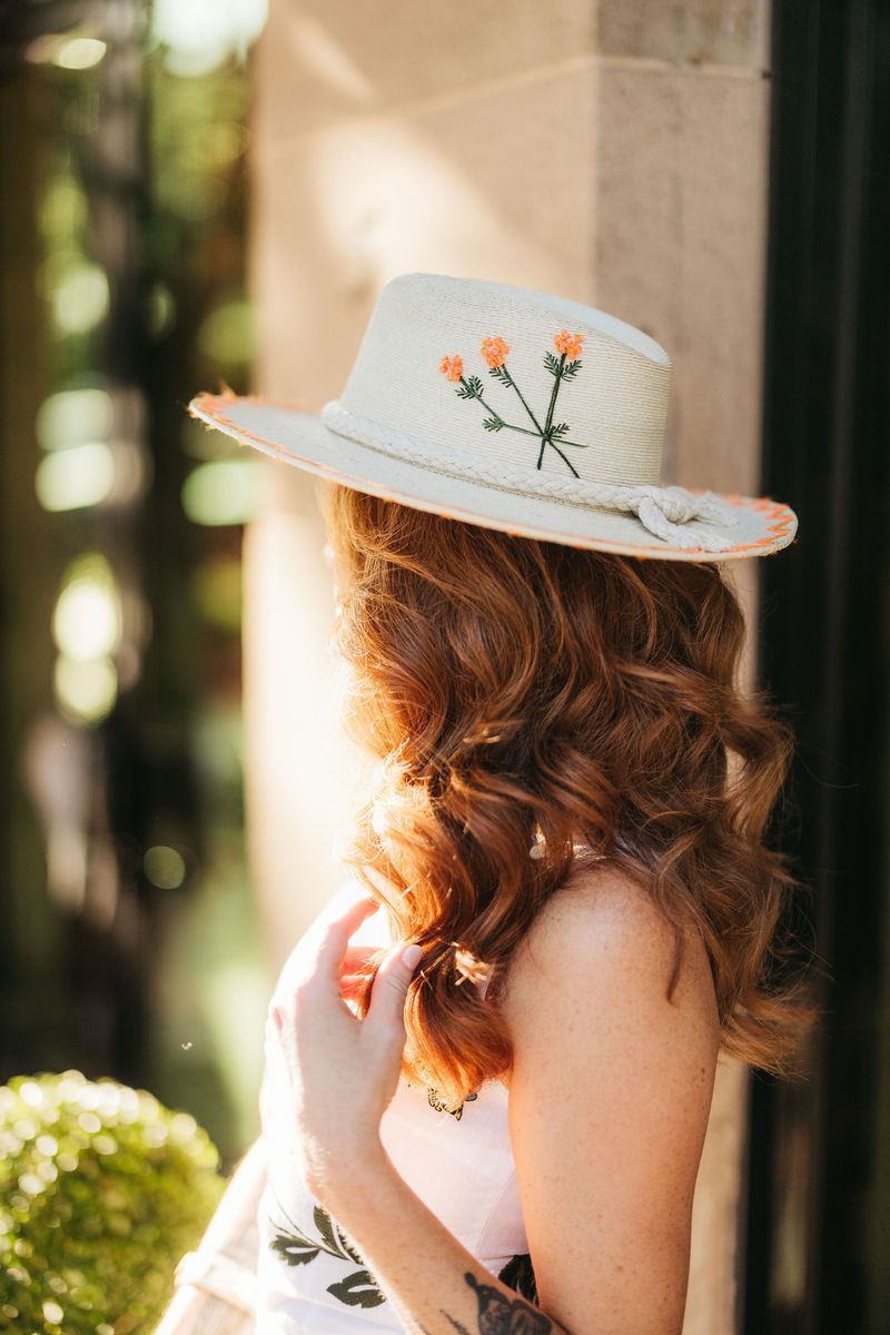 Exclusive Anaranjado Flores Hat by Corazon Playero