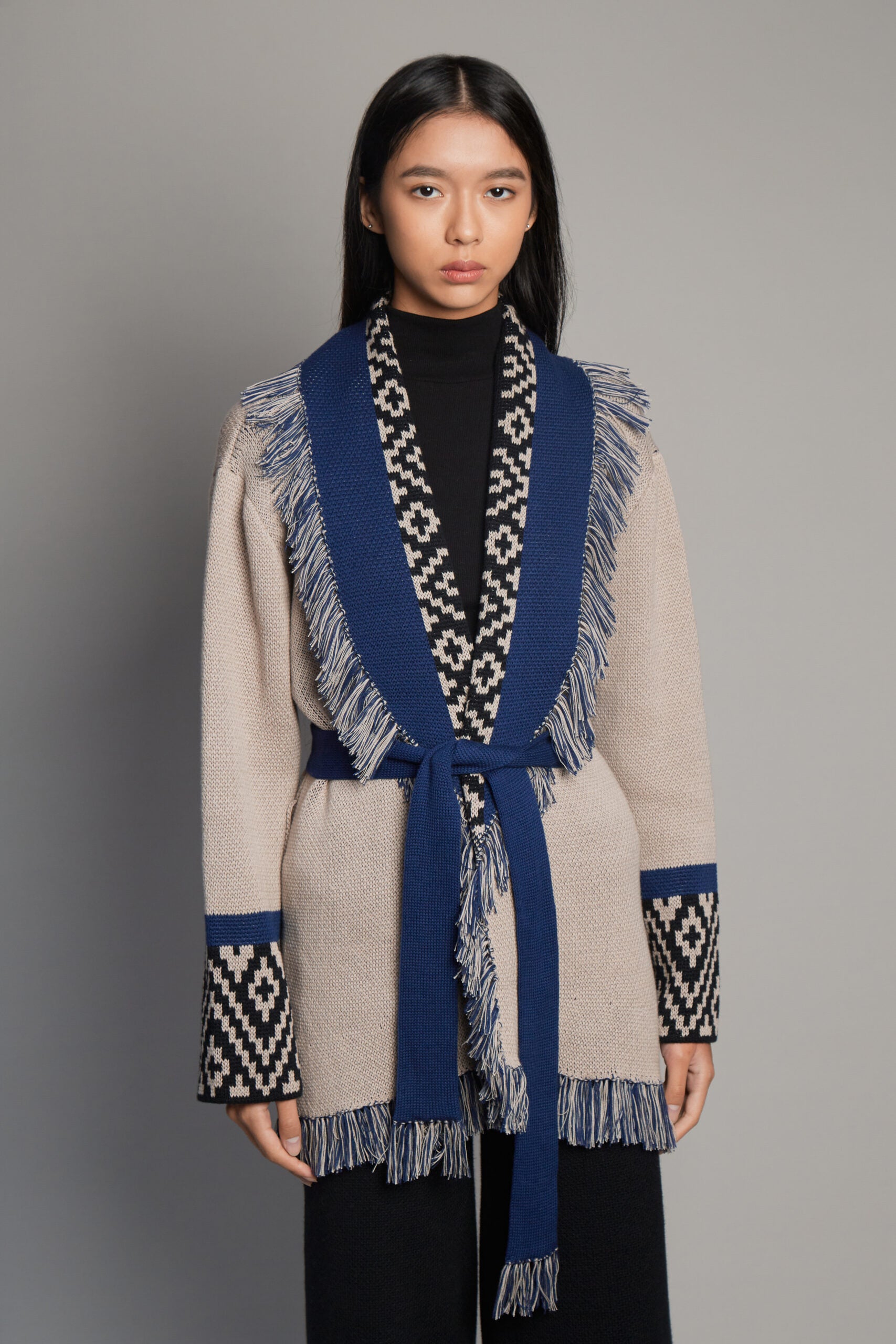 Andén Taupe Belt Cardigan by MUNA