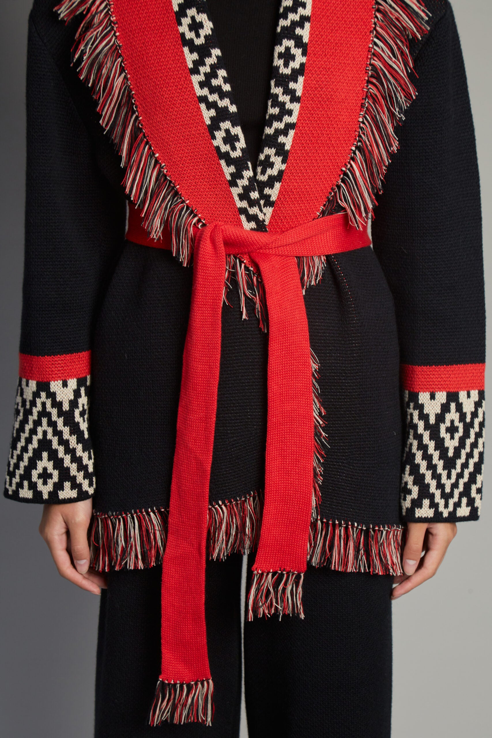 Andén Red Belt Cardigan by MUNA