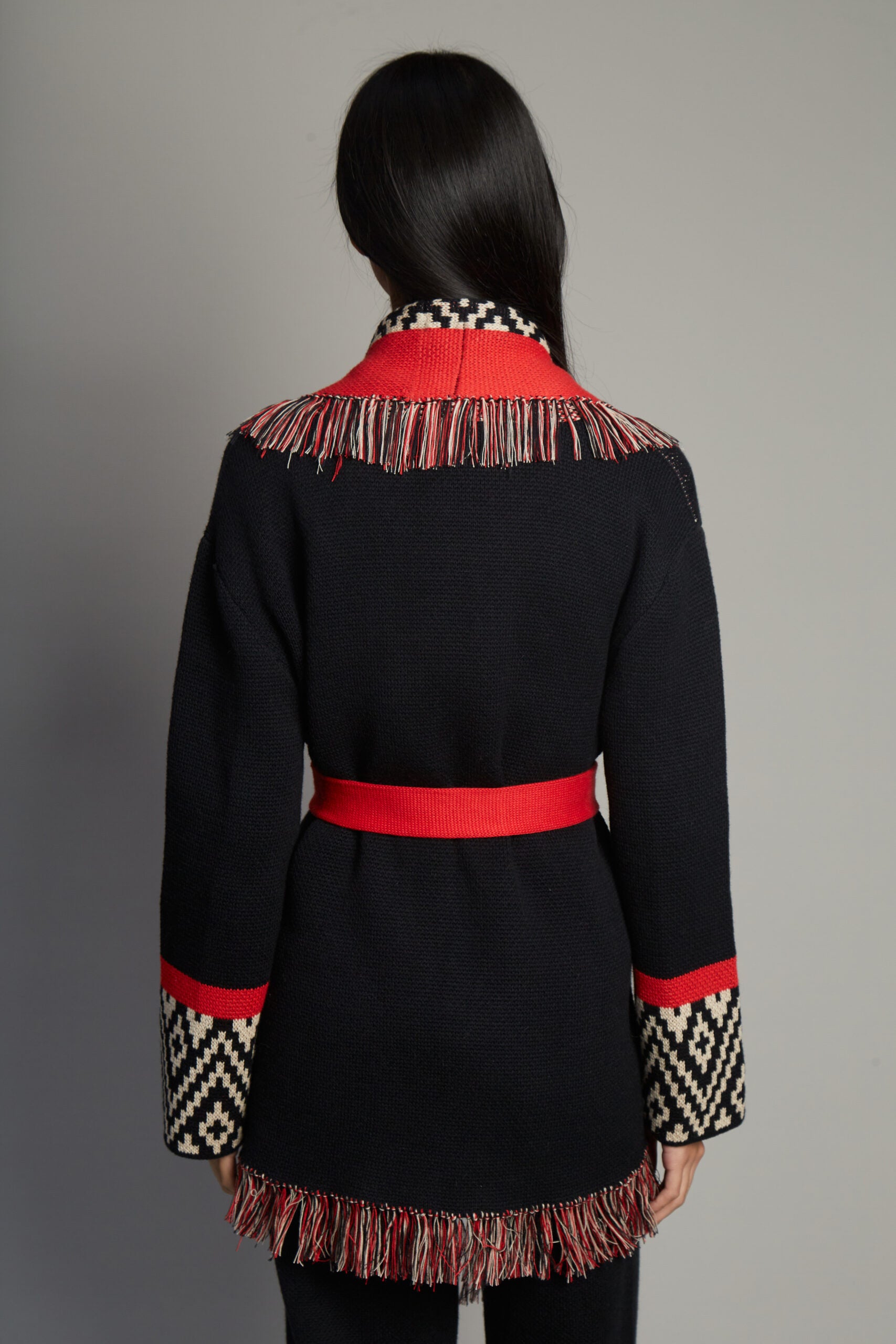 Andén Red Belt Cardigan by MUNA