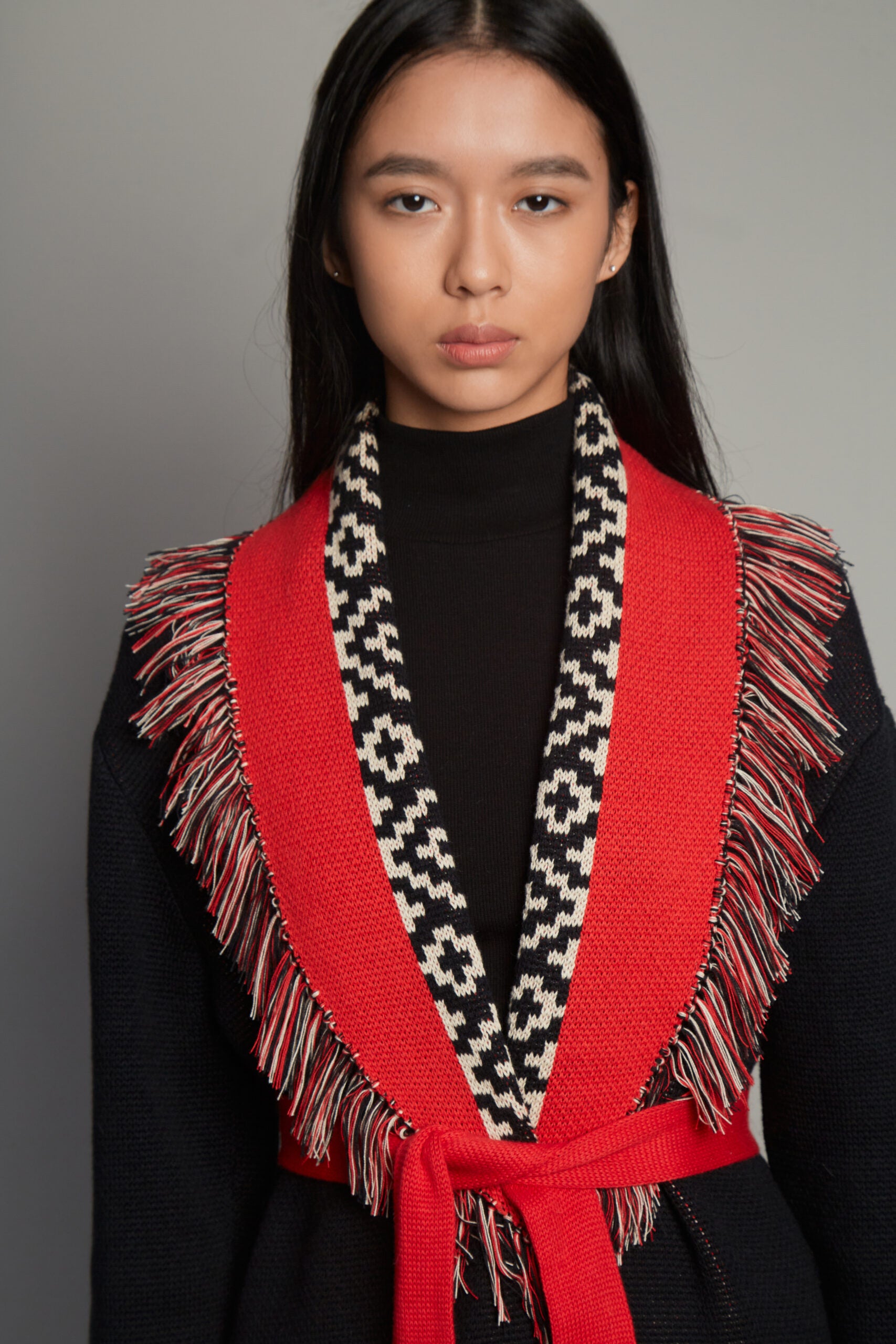 Andén Red Belt Cardigan by MUNA