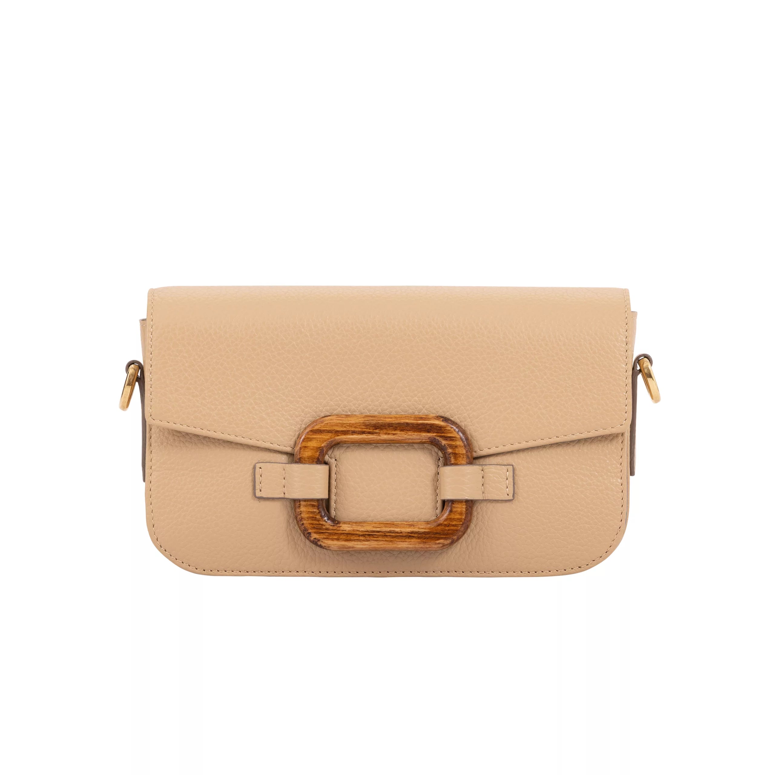 Deya Crossbody in Desert Nappa with a Wood Ring Detail by Cape Cobra