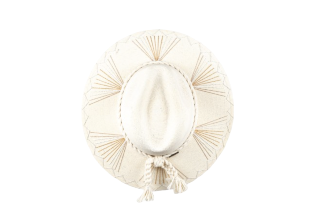 Sophie Metallic Palm Straw Hat | Neutral Beach Hat by Corazon Playero
