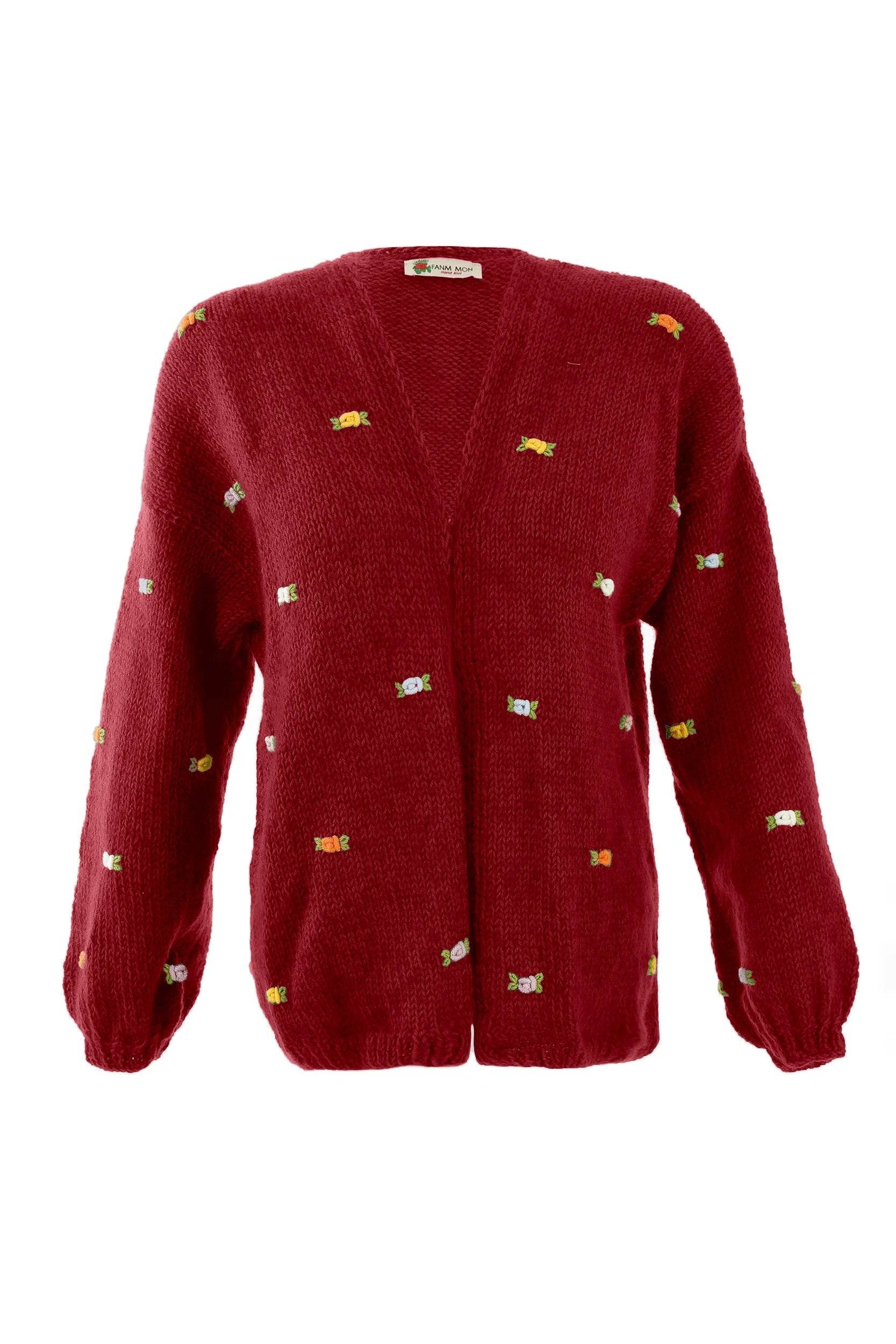 Wild Flowers Rose Bloom Wool Cardigan by Fanm Mon