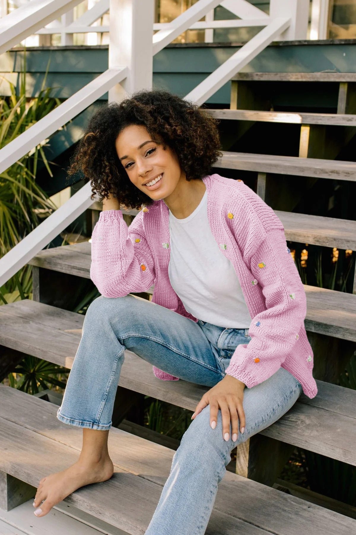 WILD FLOWERS ROSE BLOOM Cotton Cardigan by Fanm Mon