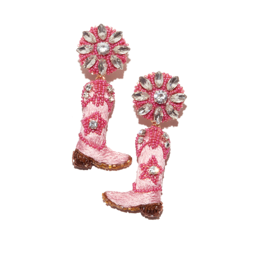 Exclusive Disco Cowgirl Drop Earrings- Blush Pink by Mignonne Gavigan