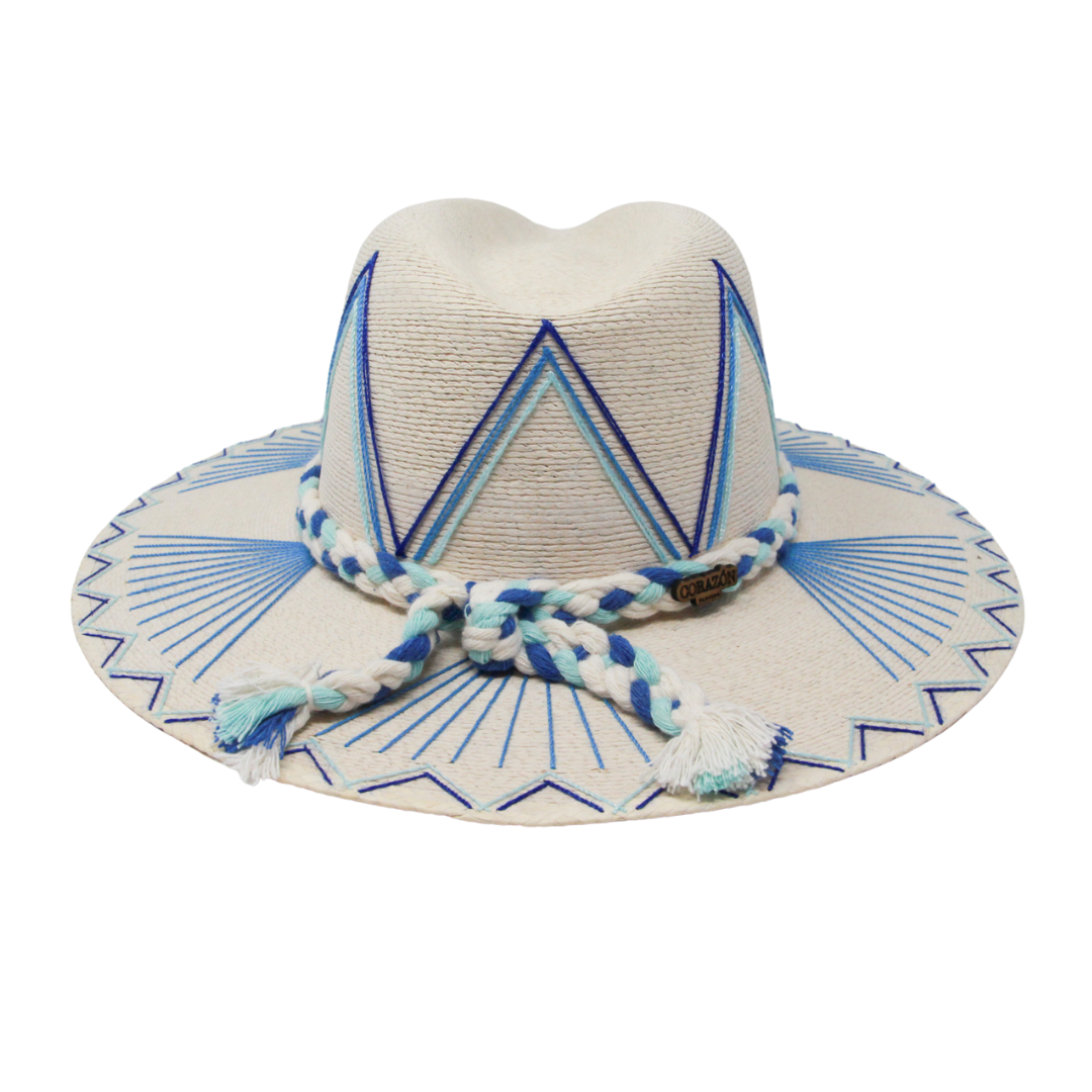 Blue Isabella Palm Hat | Exclusive Handmade Beach Hat by Corazon Playero