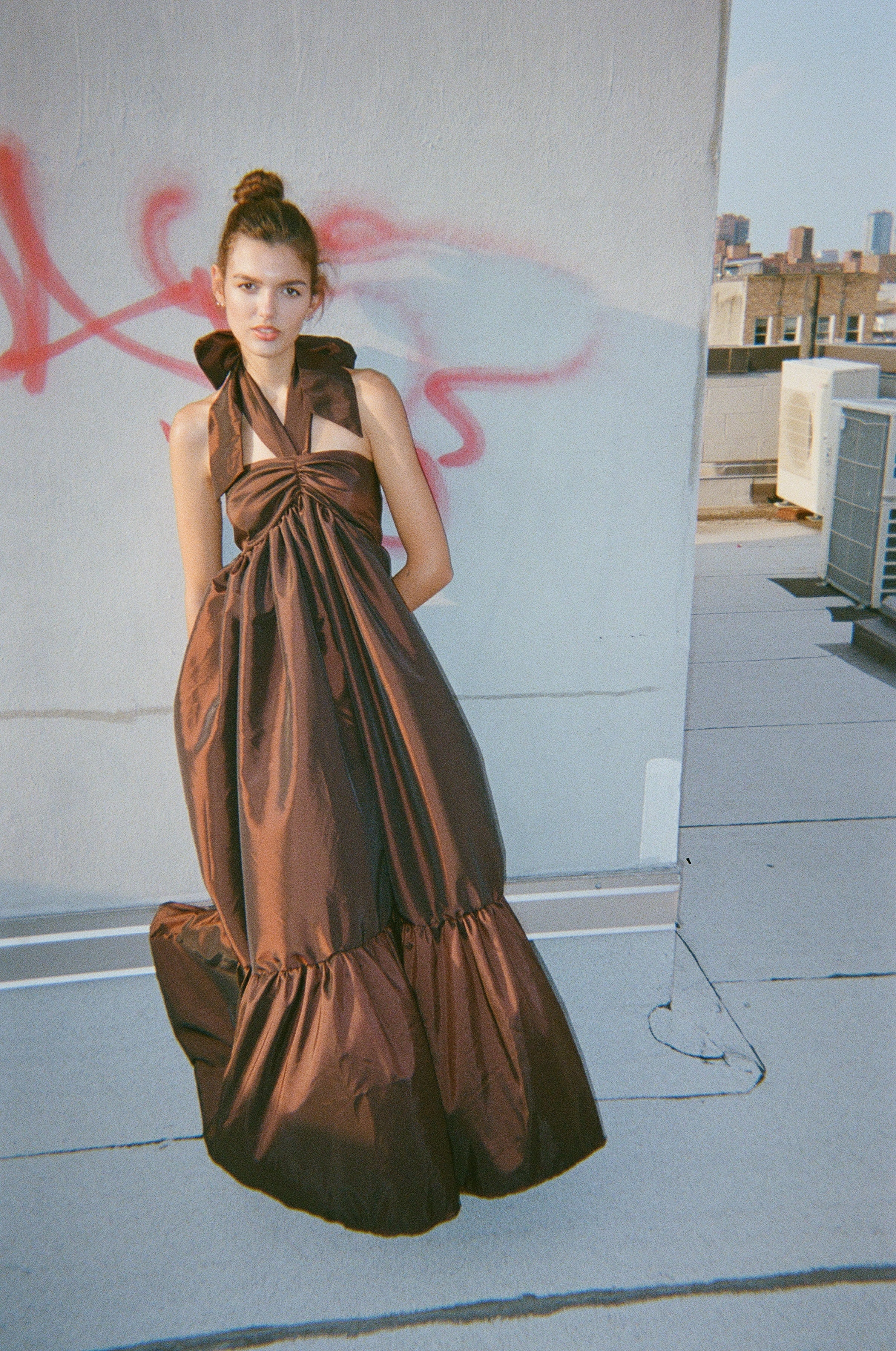 Clementine Dress is Chocolate Taffeta by Madeline Marie