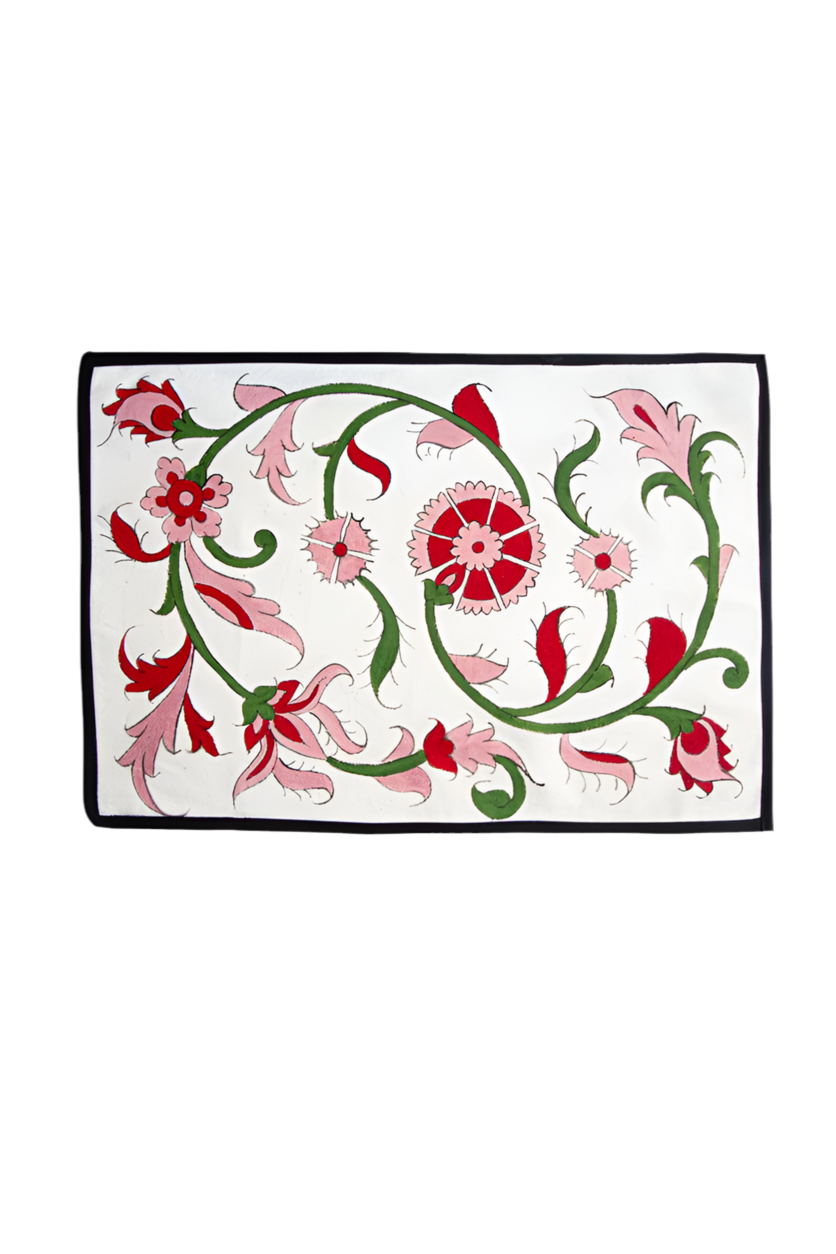 Isfahan Hand-Painted Placemats - Pink & Green by Rosewater House