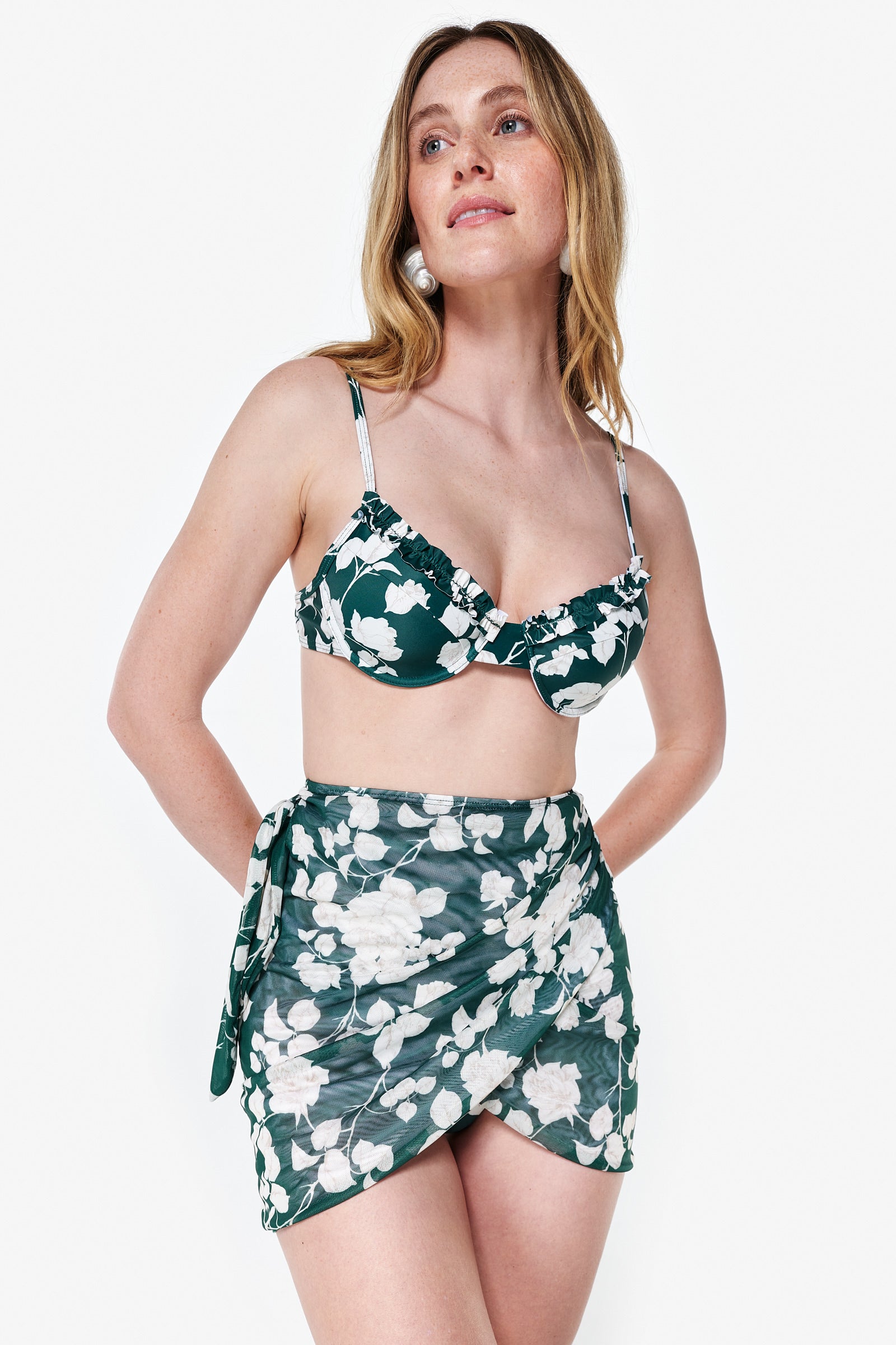 Bowe Top Ruffle in Green Floral by Sister Swim