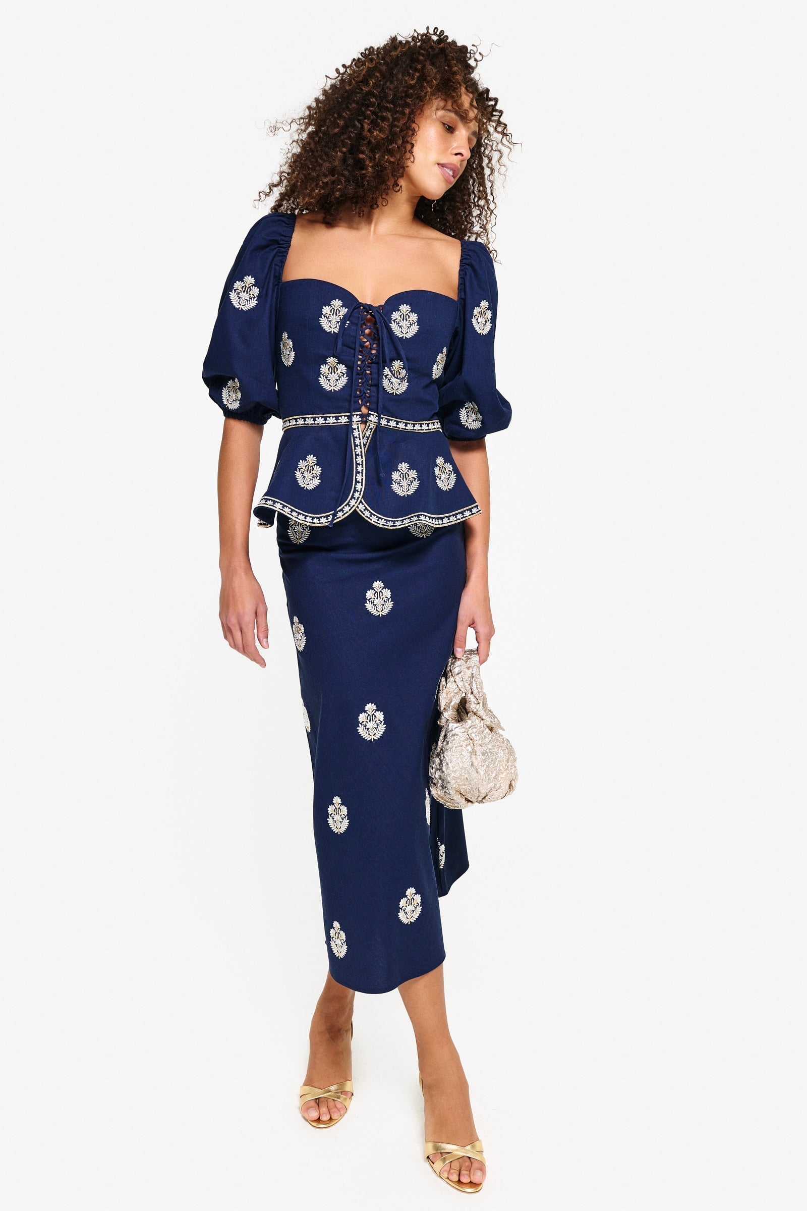 Mina Skirt - Navy & White by Rosewater House