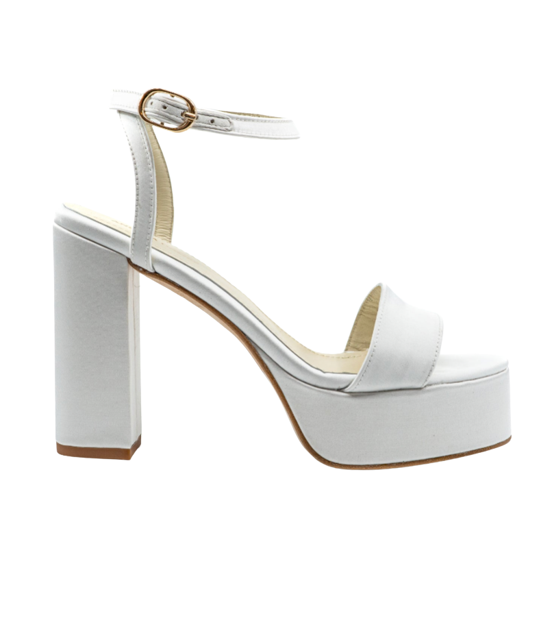 Becka White Satin Sandal by Andrea Gomez
