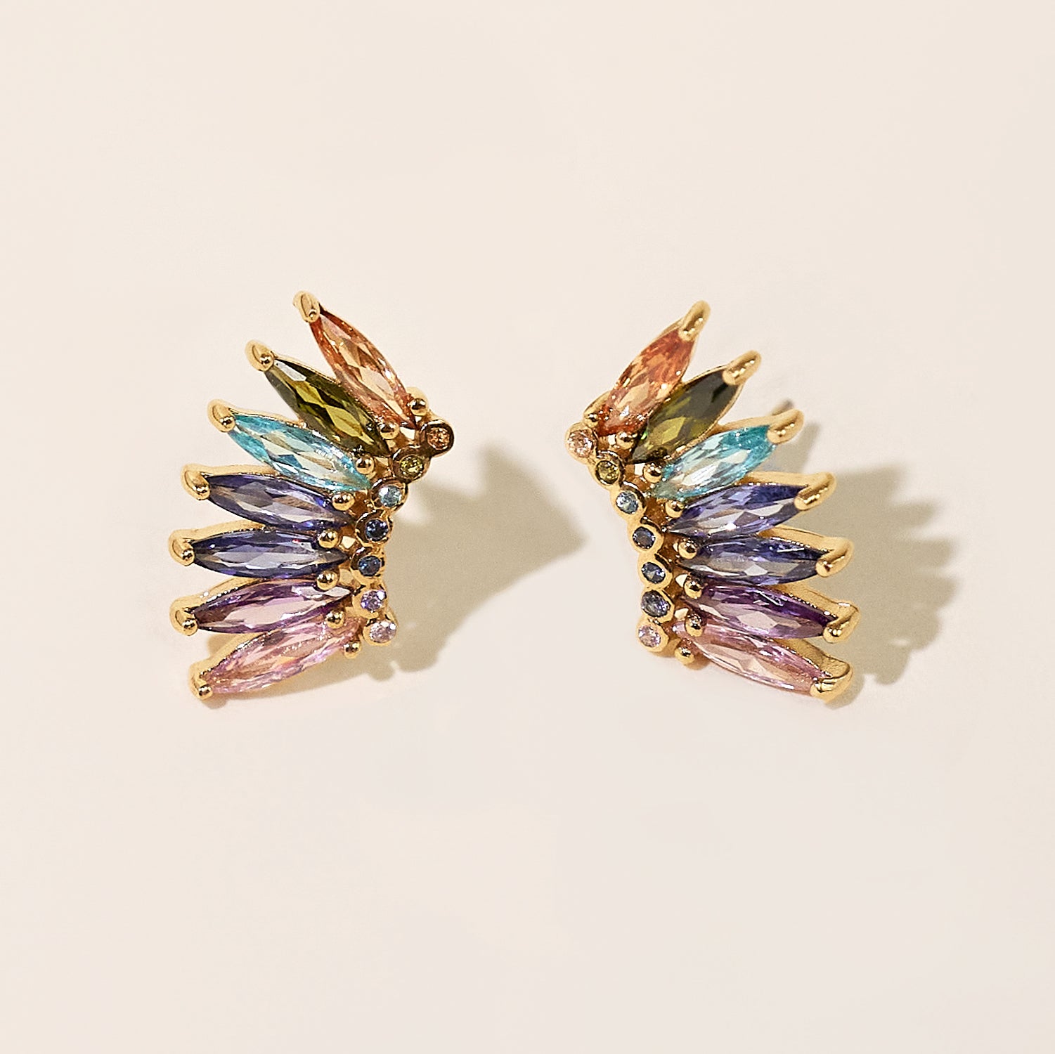 Petite Crystal Madeline Stud Earrings Multi by Mignonne Gavigan