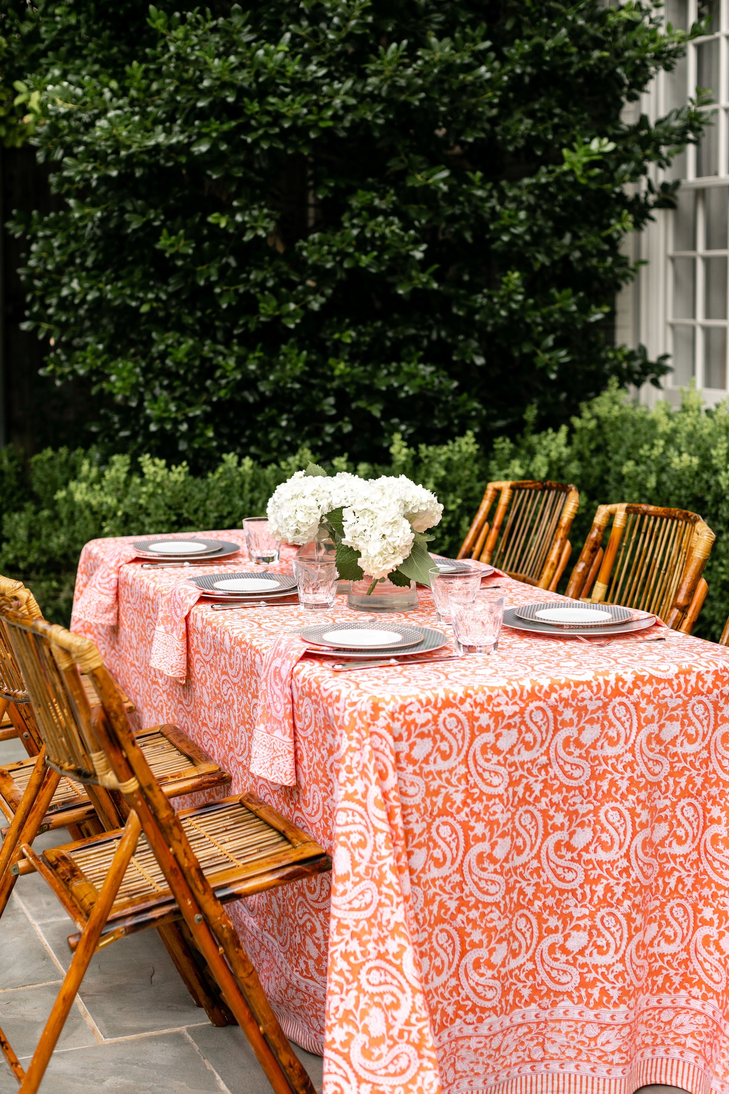 Orange Paisley Tablecloth by Holly Harris Designs