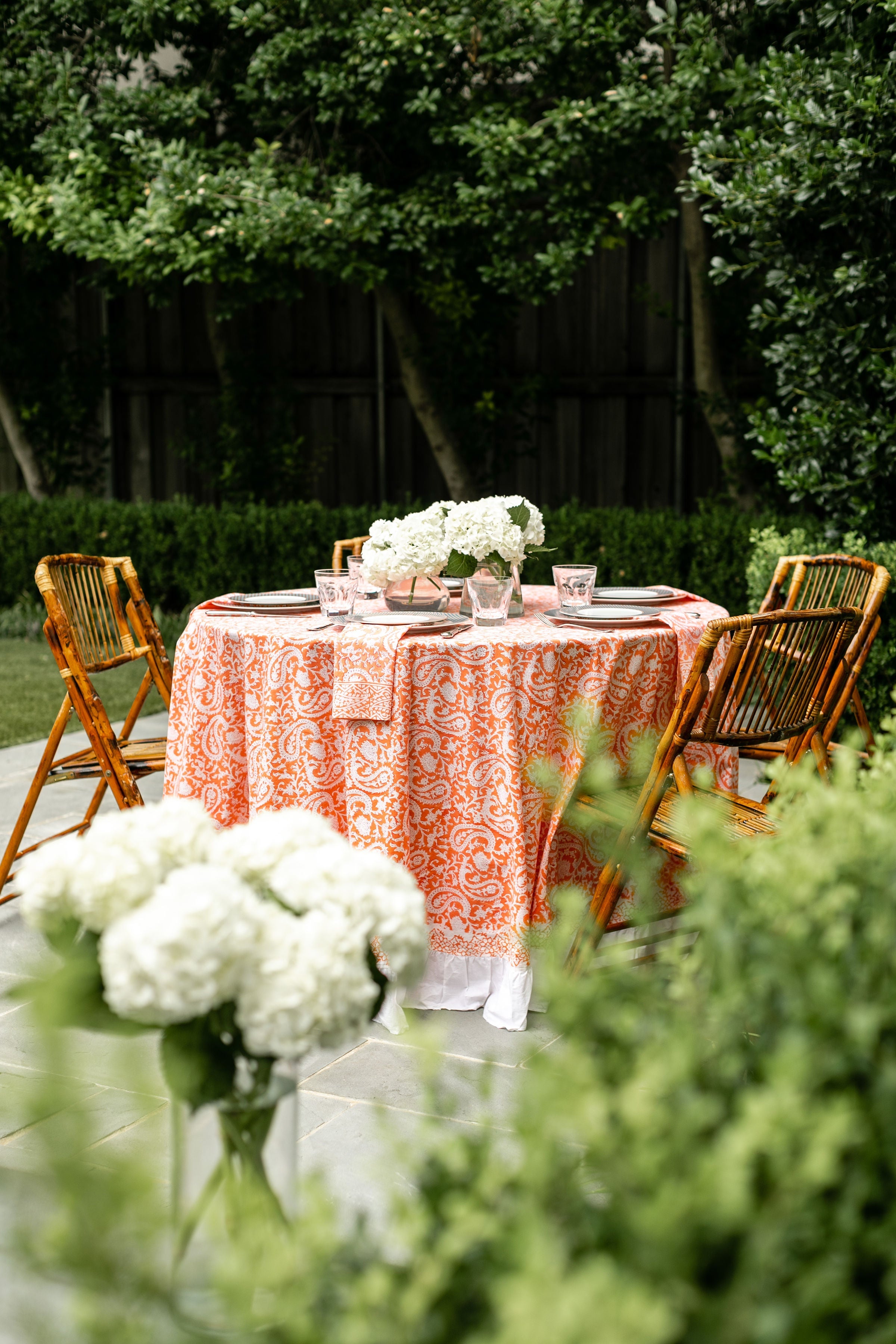 Orange Paisley Tablecloth by Holly Harris Designs