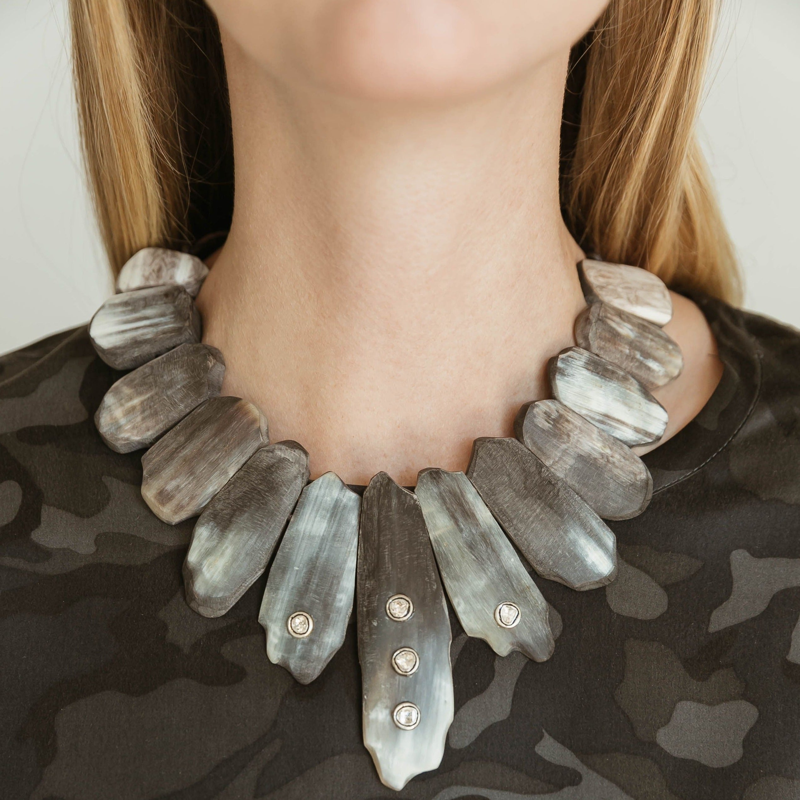 Dark Matte Horn Collar by S. Carter Designs