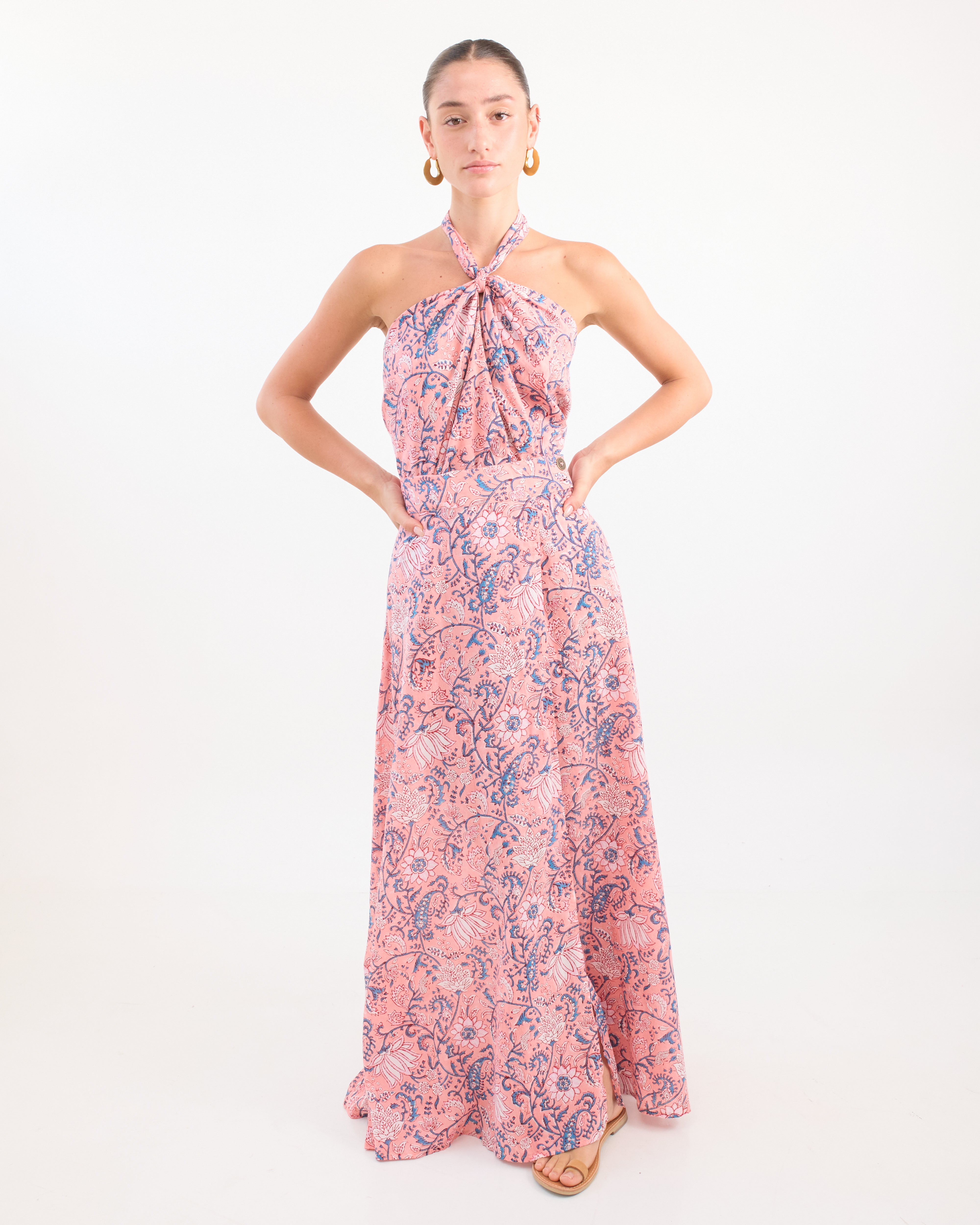 Camilla Maxi Skirt - Pink Blue Floral by Desert Queen