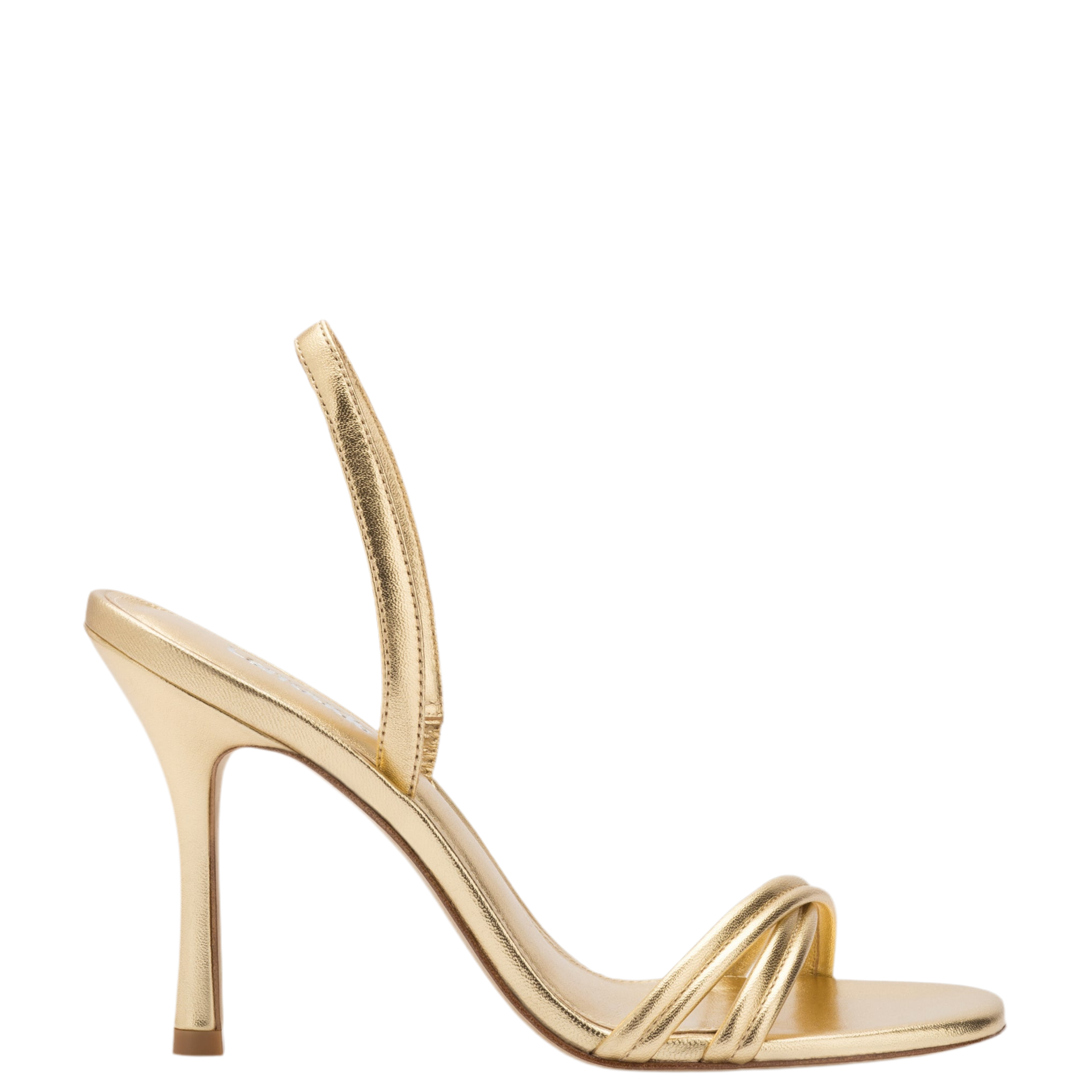 Annie Sandal In Gold Metallic Leather by Larroudé