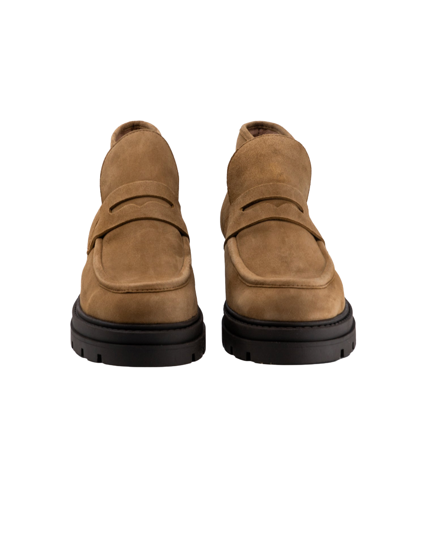 Elia Beige Suede Boot by Andrea Gomez