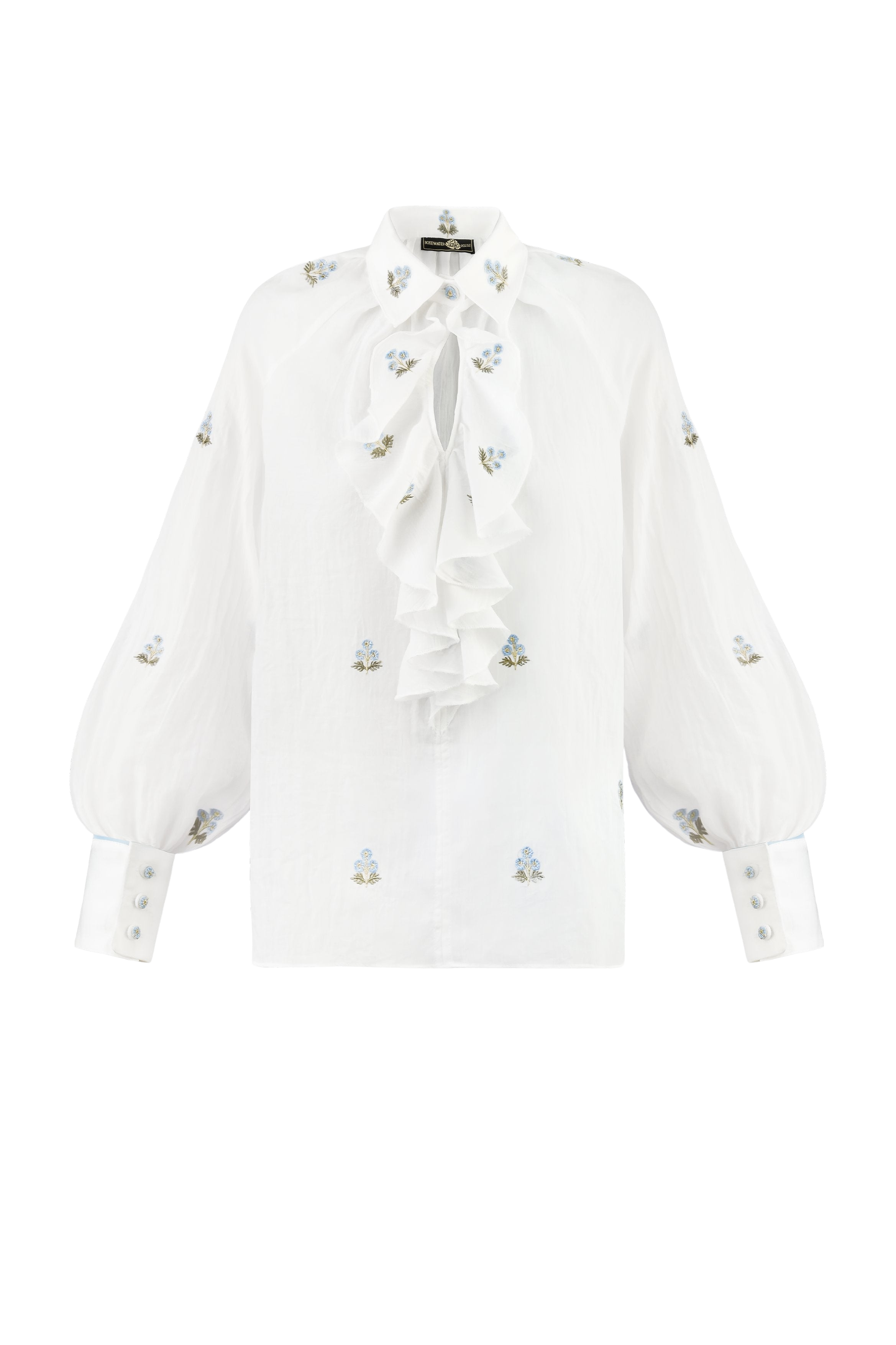 Naz Blouse - White & Blue by Rosewater House