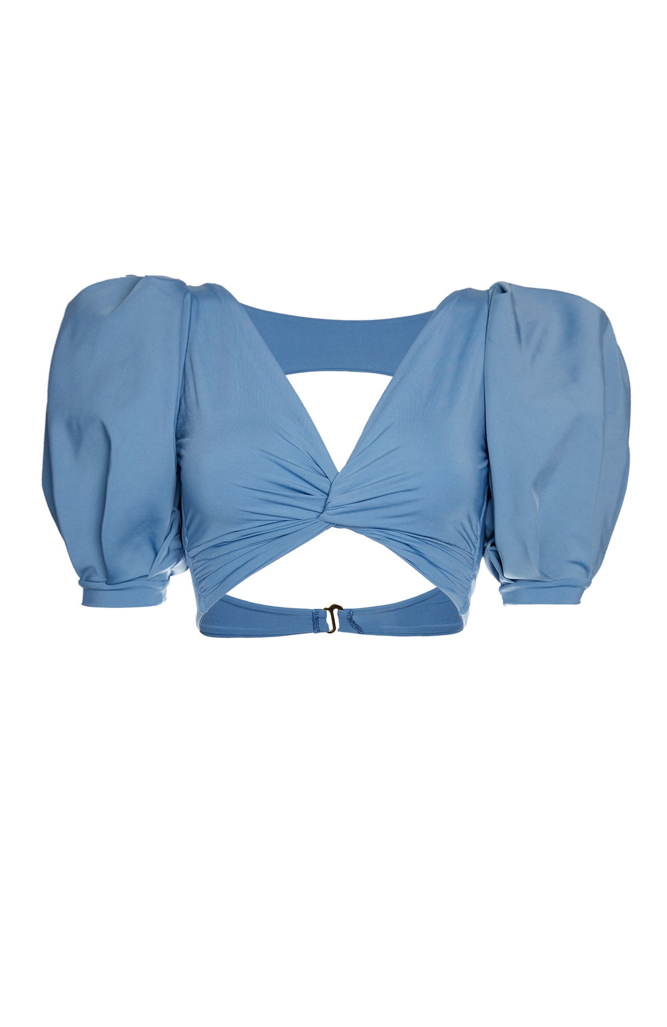 Sayulita Sky Blue Puff Sleeve Bikini Top by Sanlier