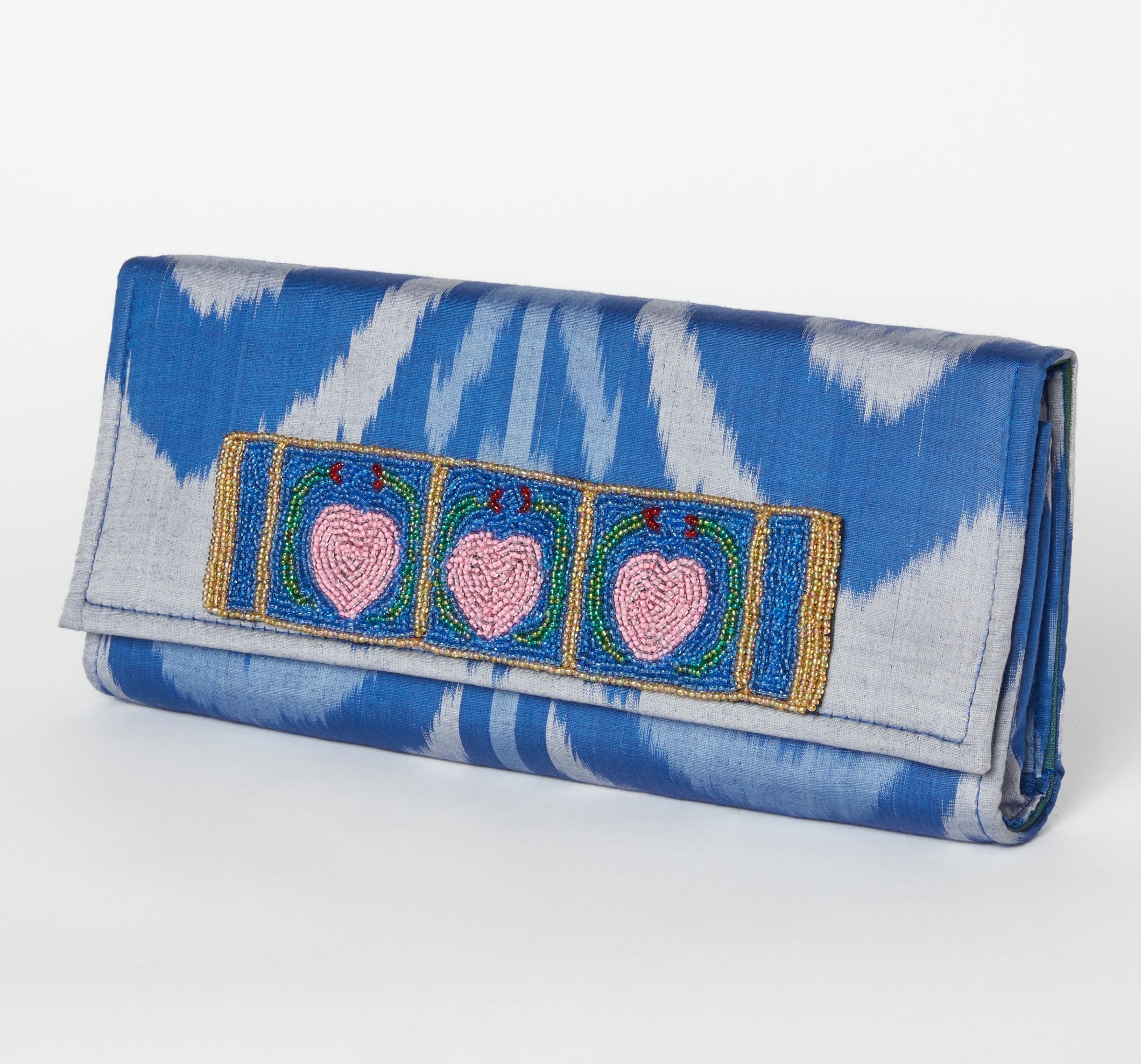 Du Monde Collection - Lago Erzulie Silk Ikat Clutch  - Blue by Larkin Lane