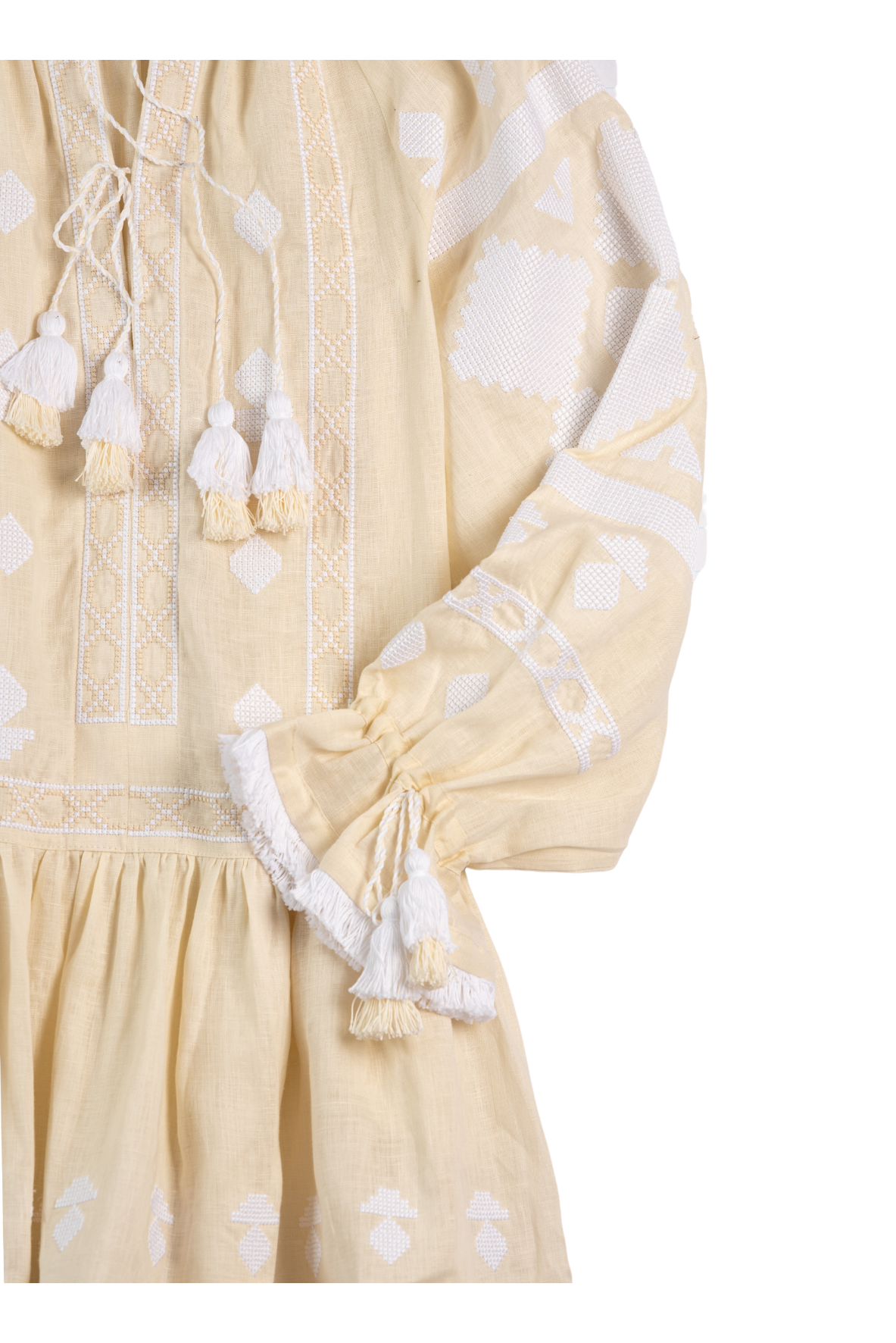 Nomeda Embroidered Ukrainian Dress Pre-Order- Ivory, White by Larkin Lane