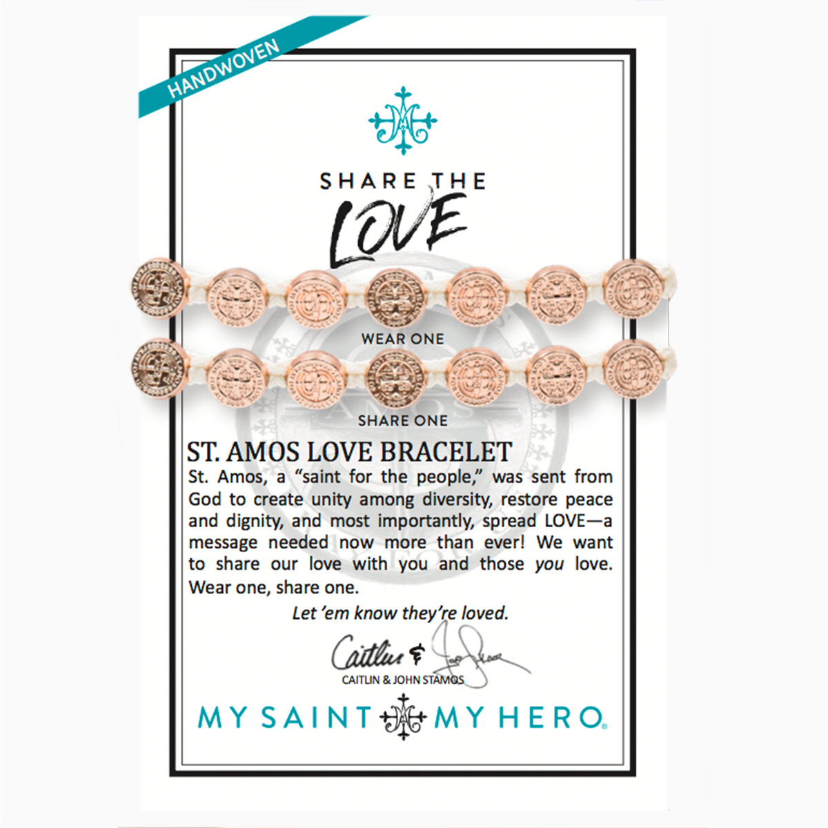 Share the Love - St. Amos Love Bracelet Set - White/Rose Gold by My Saint My Hero