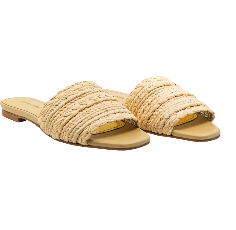 Denise Natural Raffia Slide by Andrea Gomez