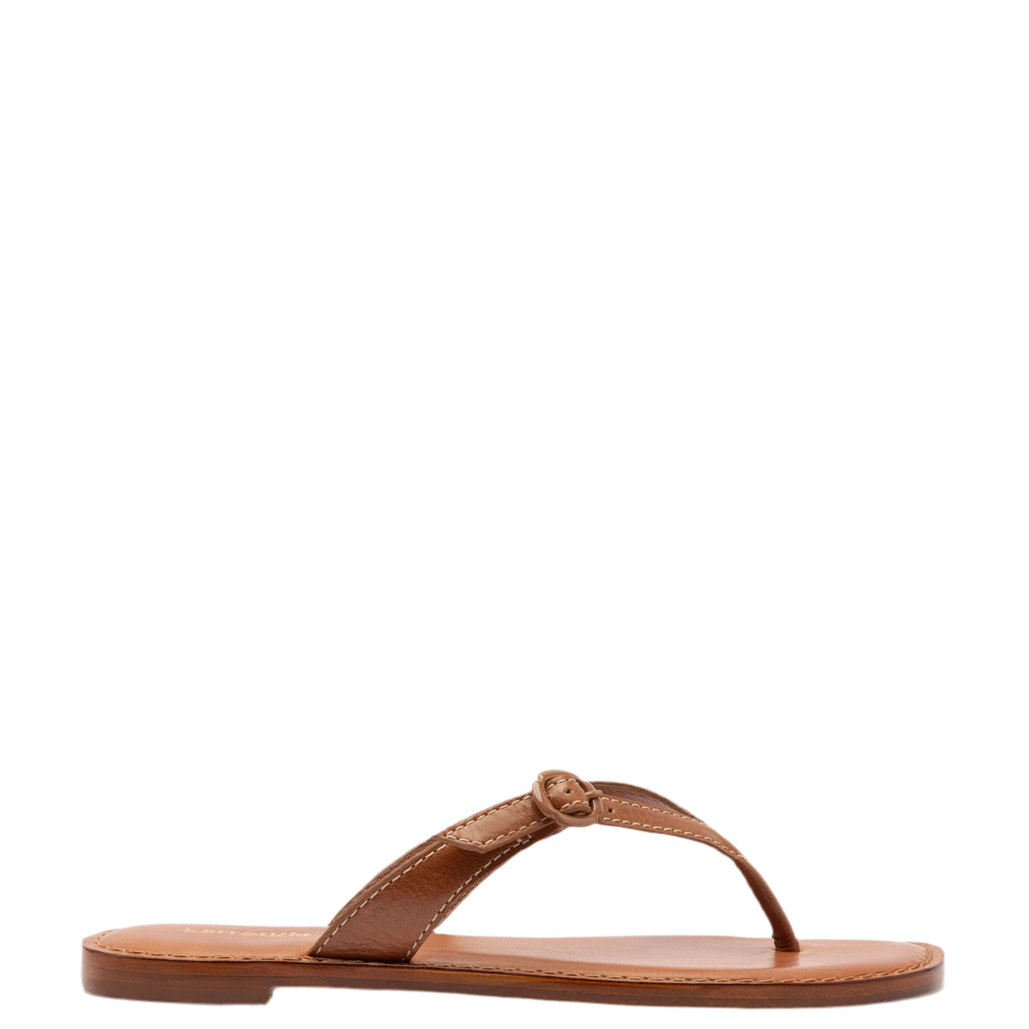 Mary Kate Flat Sandal In Caramel Leather by Larroudé